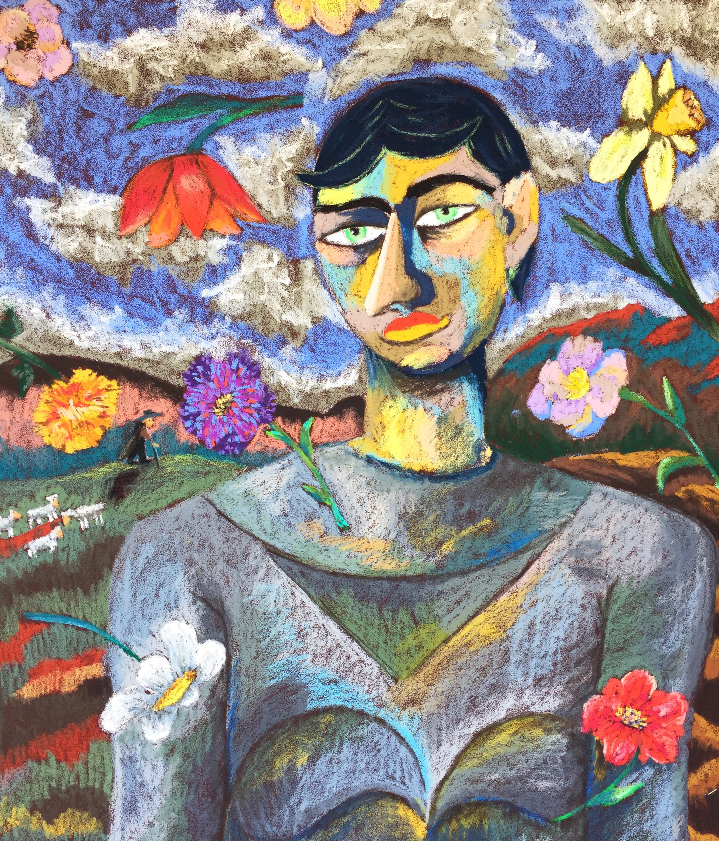 Title: Good Actors in Life (Diptych) Medium: Oil pastel on paper Size: 90 x 80 cm Year: 2021