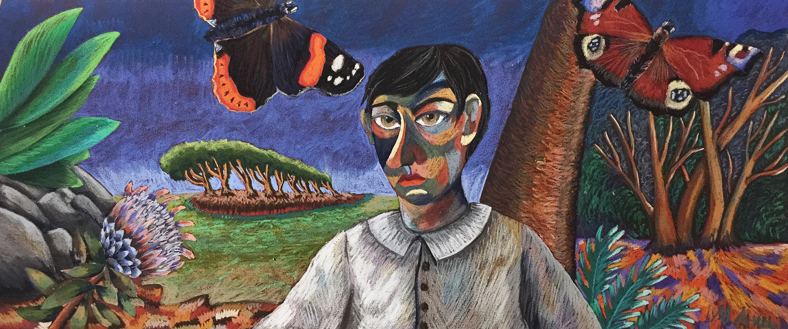 Title: Inhabitant of the Uninhabited Medium: Oil pastel on paper Size: 80 x 180 cm Year: 2020