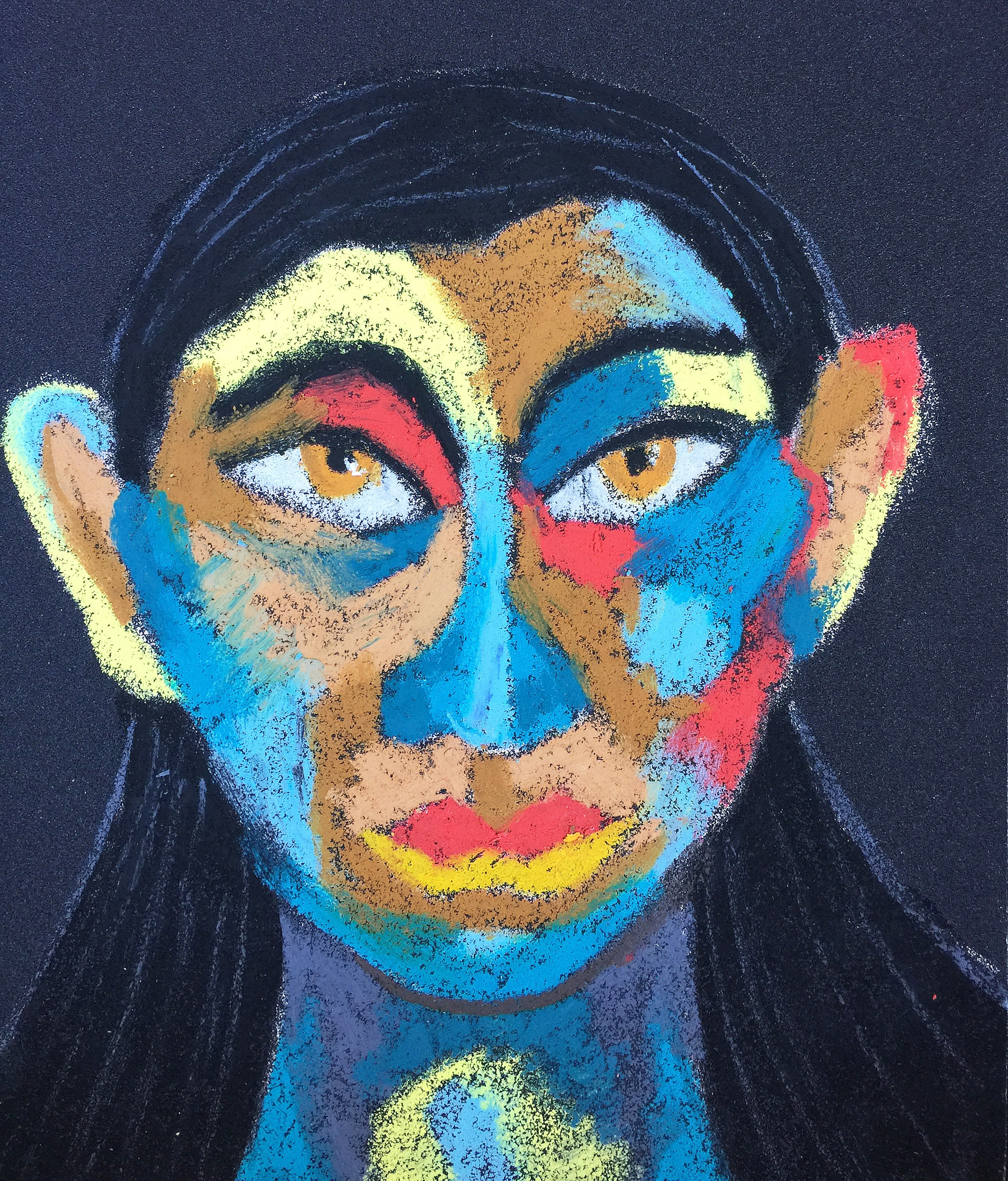 Title: Originality Material: Oil pastel, sandpaper Size: 28 x 23 cm