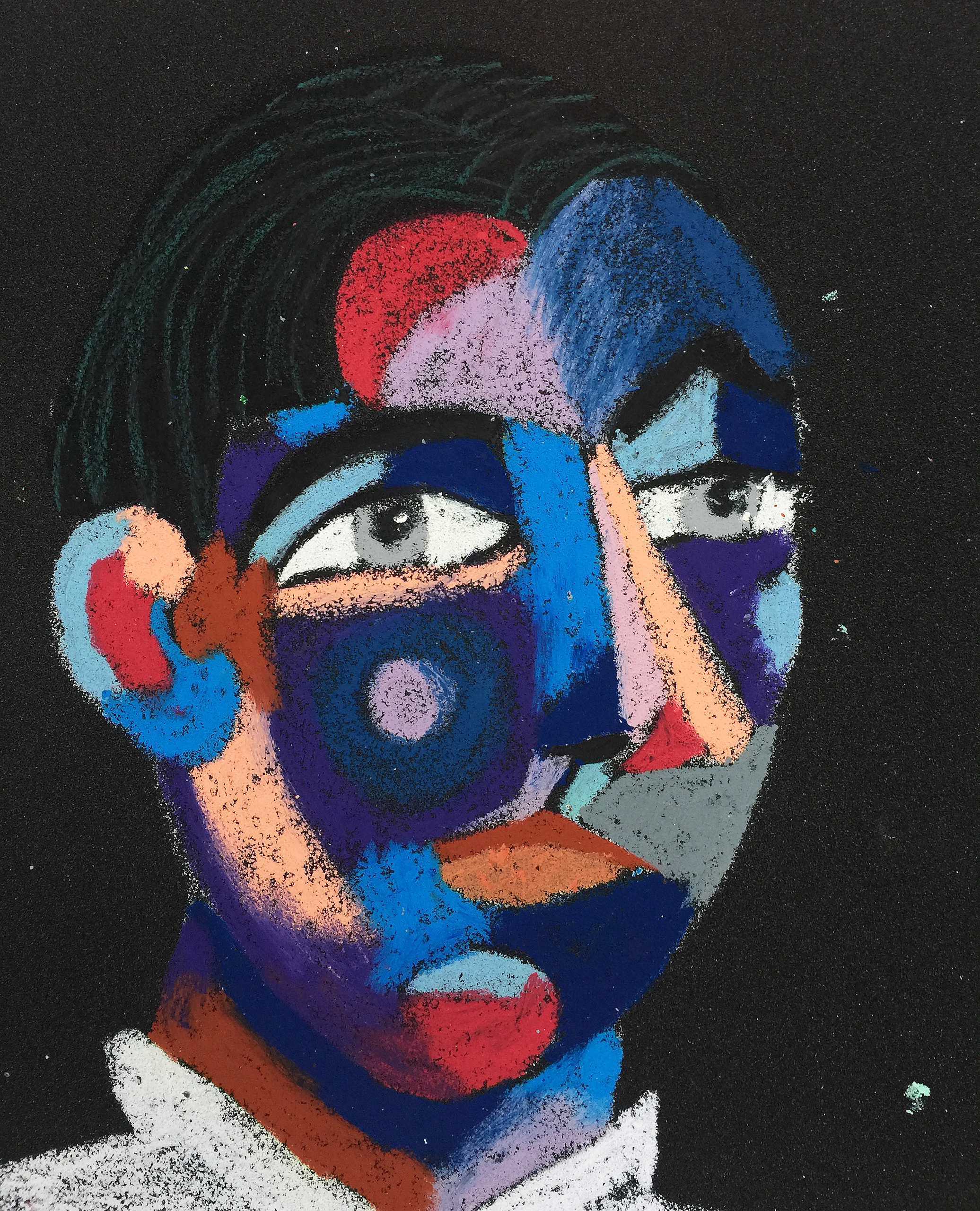 Title: Laboratory Assistant Material: Oil pastel, sandpaper Size: 28 x 23 cm Название:  Лаборант  Материал: масляная пастель, наждачная бумага  Размер: 28 х 23 см 