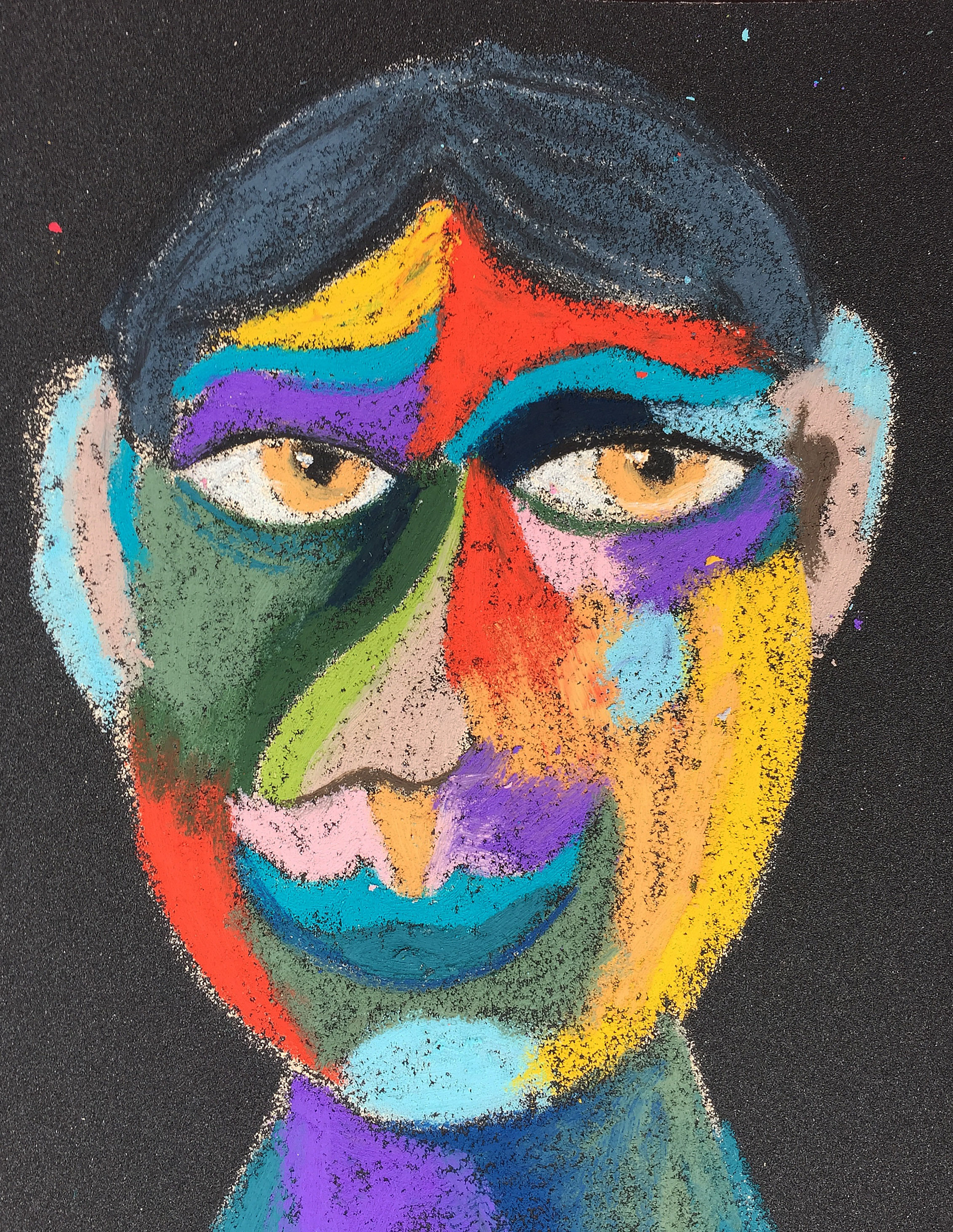 Title: Trickster Material: Oil pastel, sandpaper Size: 28 x 23 cm Название:  Хитрец  Материал: масляная пастель, наждачная бумага  Размер: 28 х 23 см 