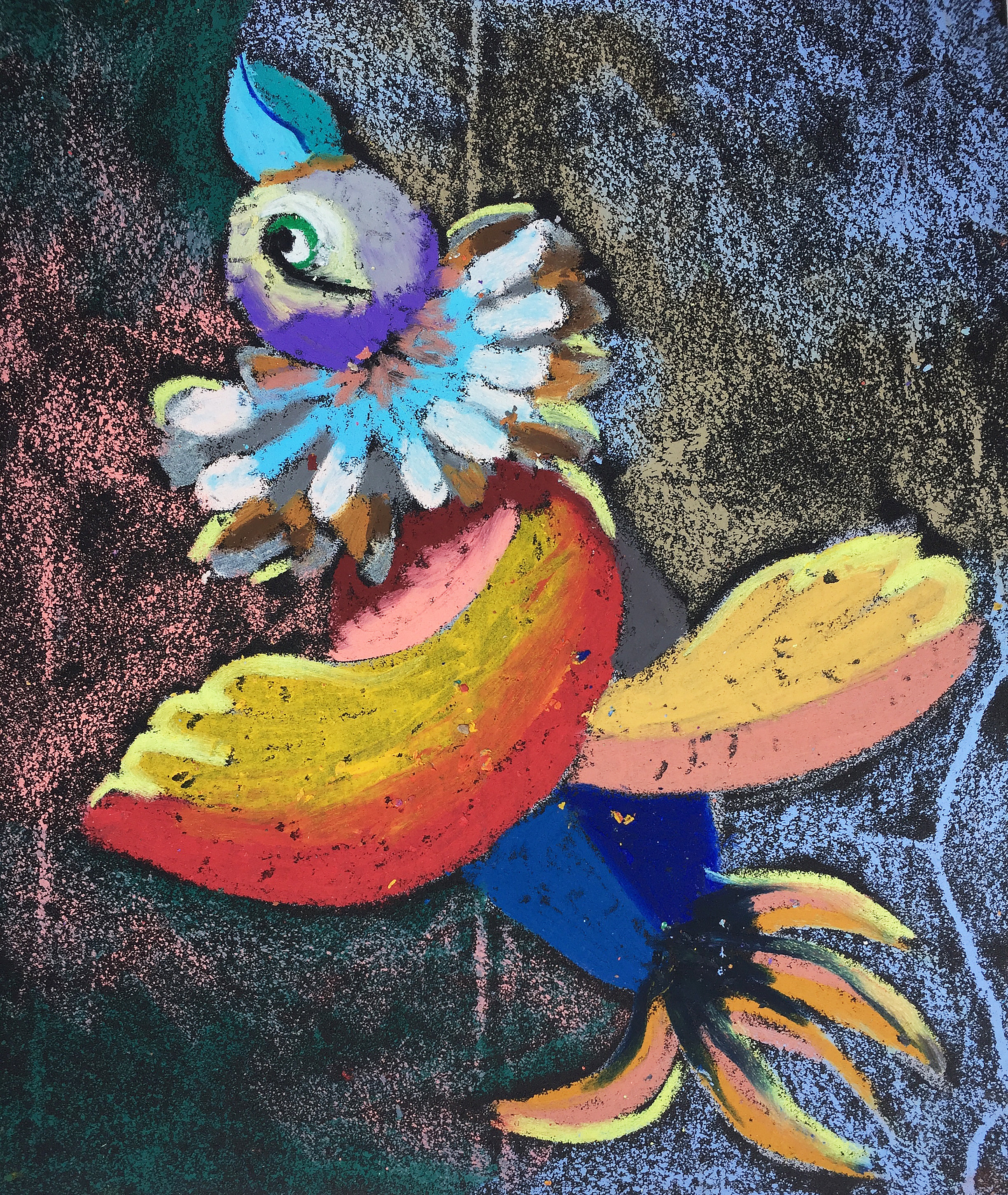 Title: Bird of Peru Medium: Oil pastel on paper Size: 28 x 23 cm
