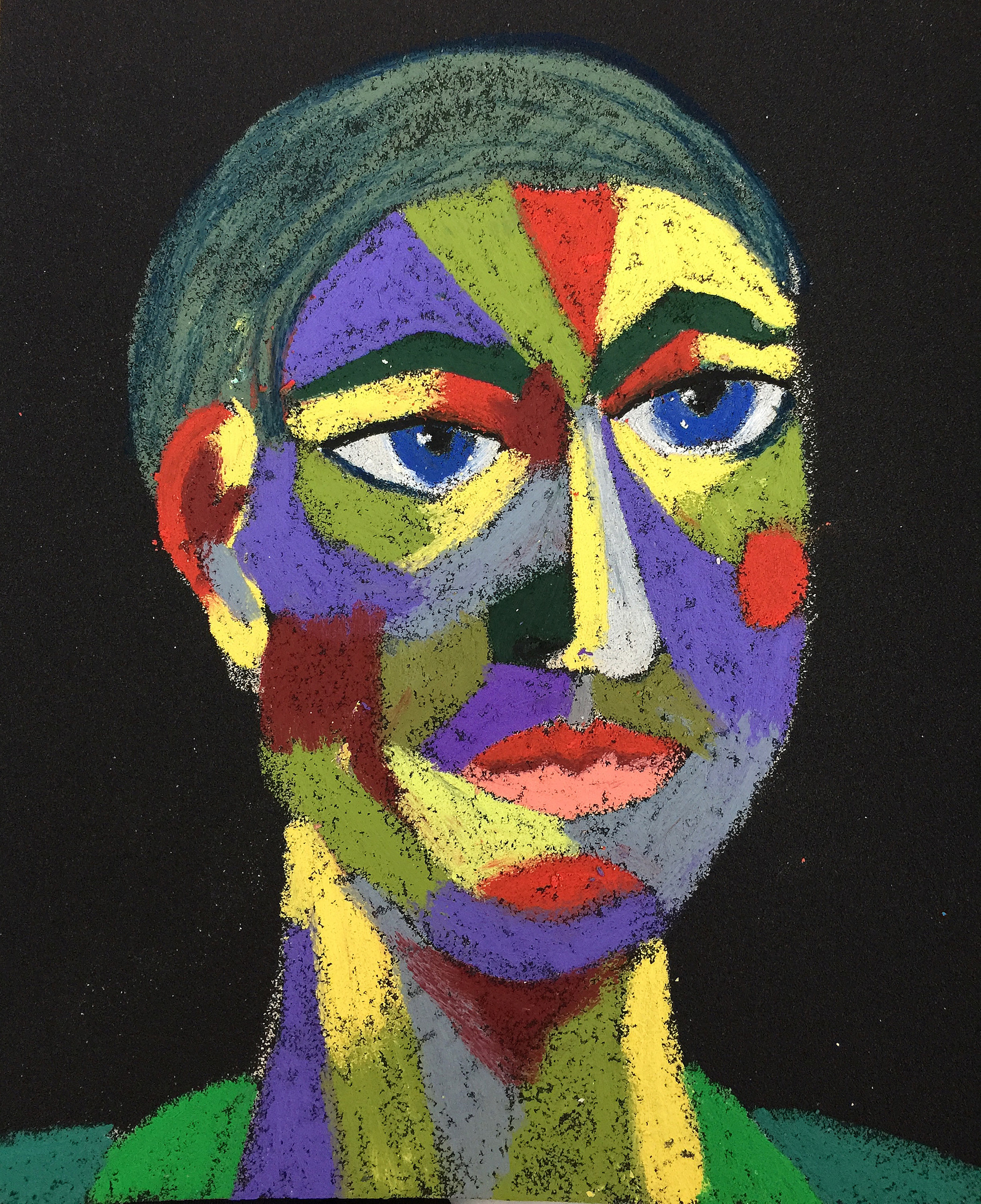 Title: Magician Material: Oil pastel, sandpaper Size: 28 x 23 cm  