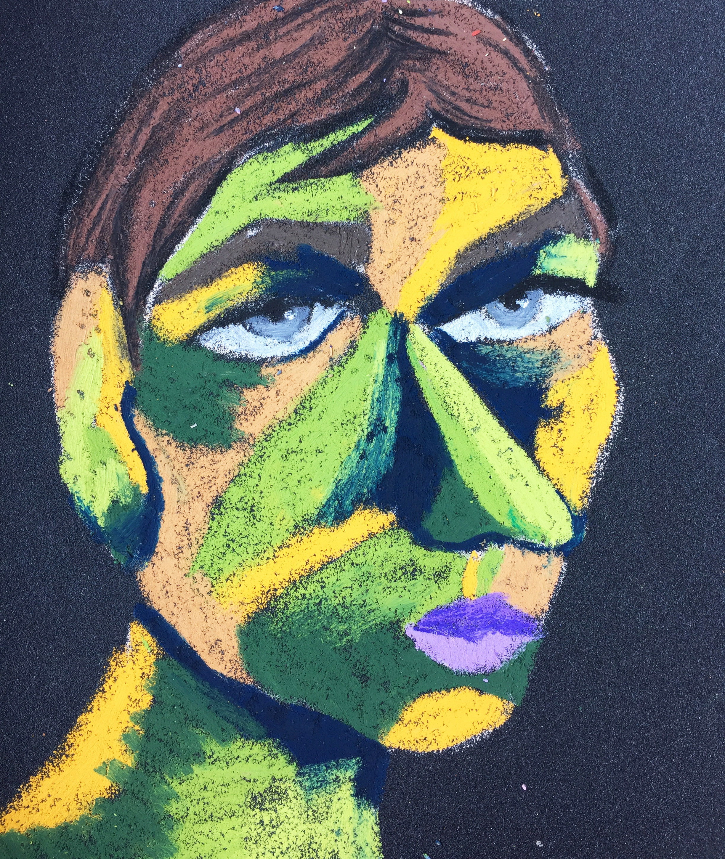 Title: Transformation Material: Oil pastel, sandpaper Size: 28 x 23 cm Название: Превращение  Материал: масляная пастель, наждачная бумага  Размер: 28 х 23 см 