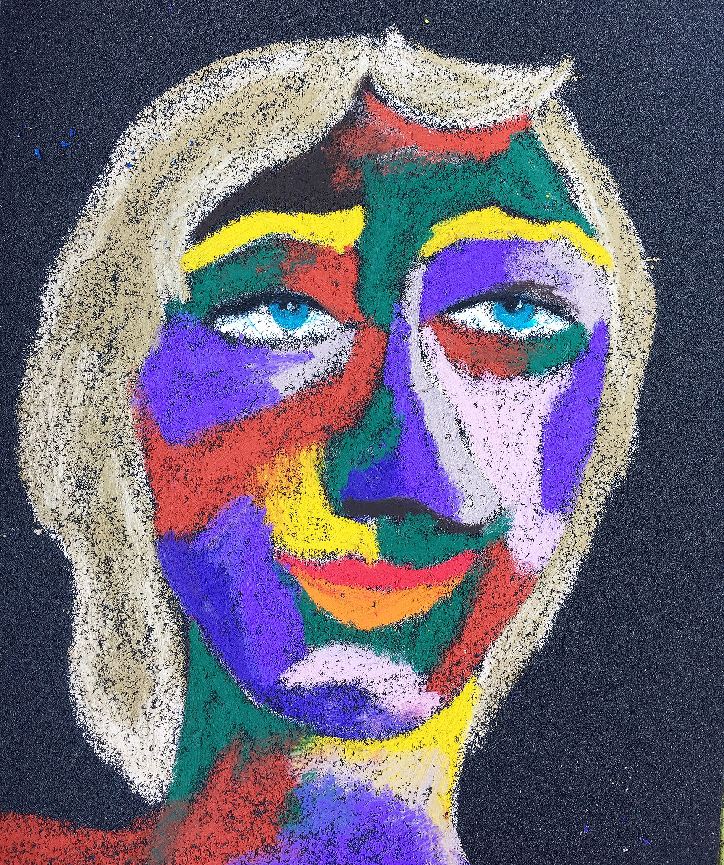 Title: LaugherMaterial: Oil pastel, sandpaperSize: 28 x 23 cm