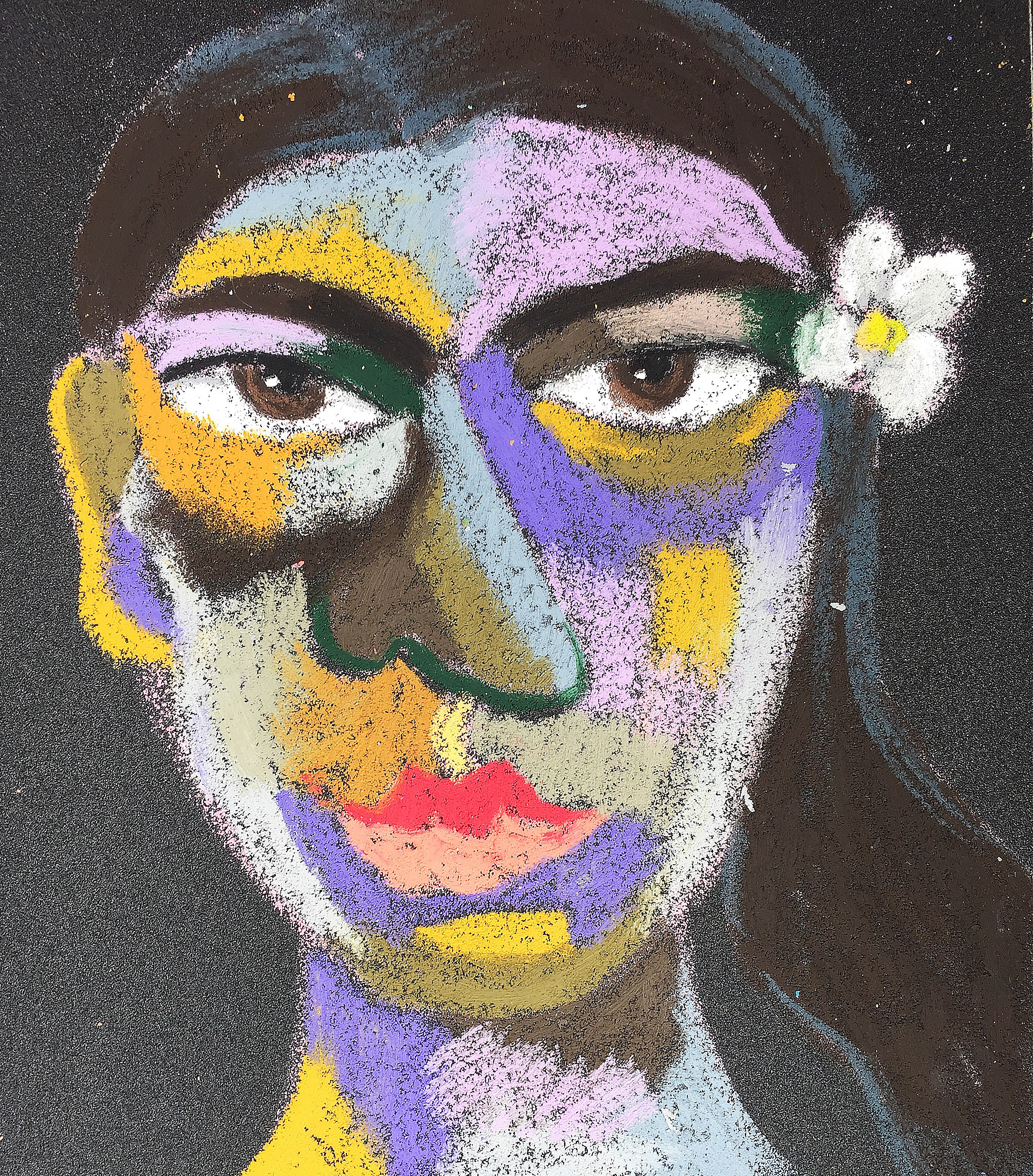 Title: Enigma Material: Oil pastel, sandpaper Size: 28 x 23 cm