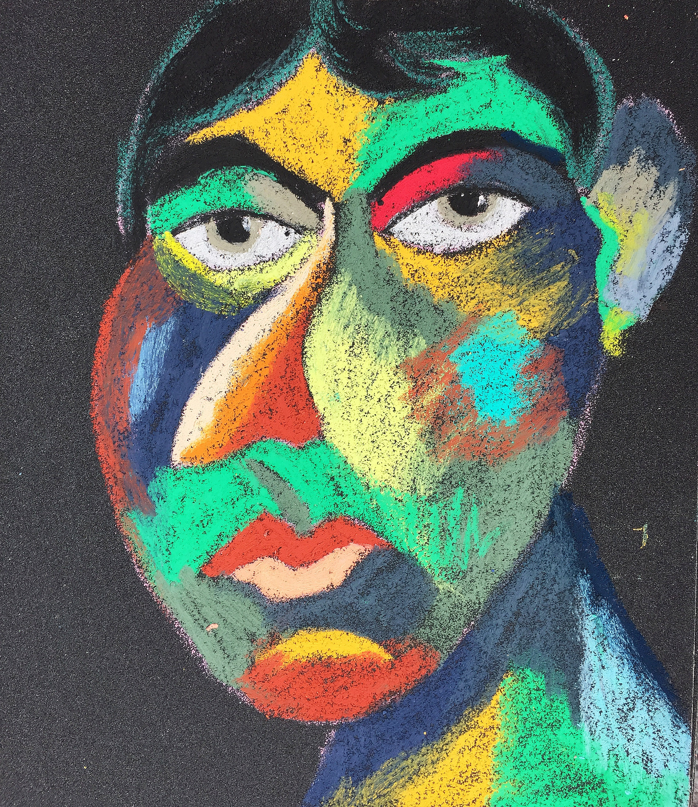 Title: Chef Material: Oil pastel, sandpaper Size: 28 x 23 cm