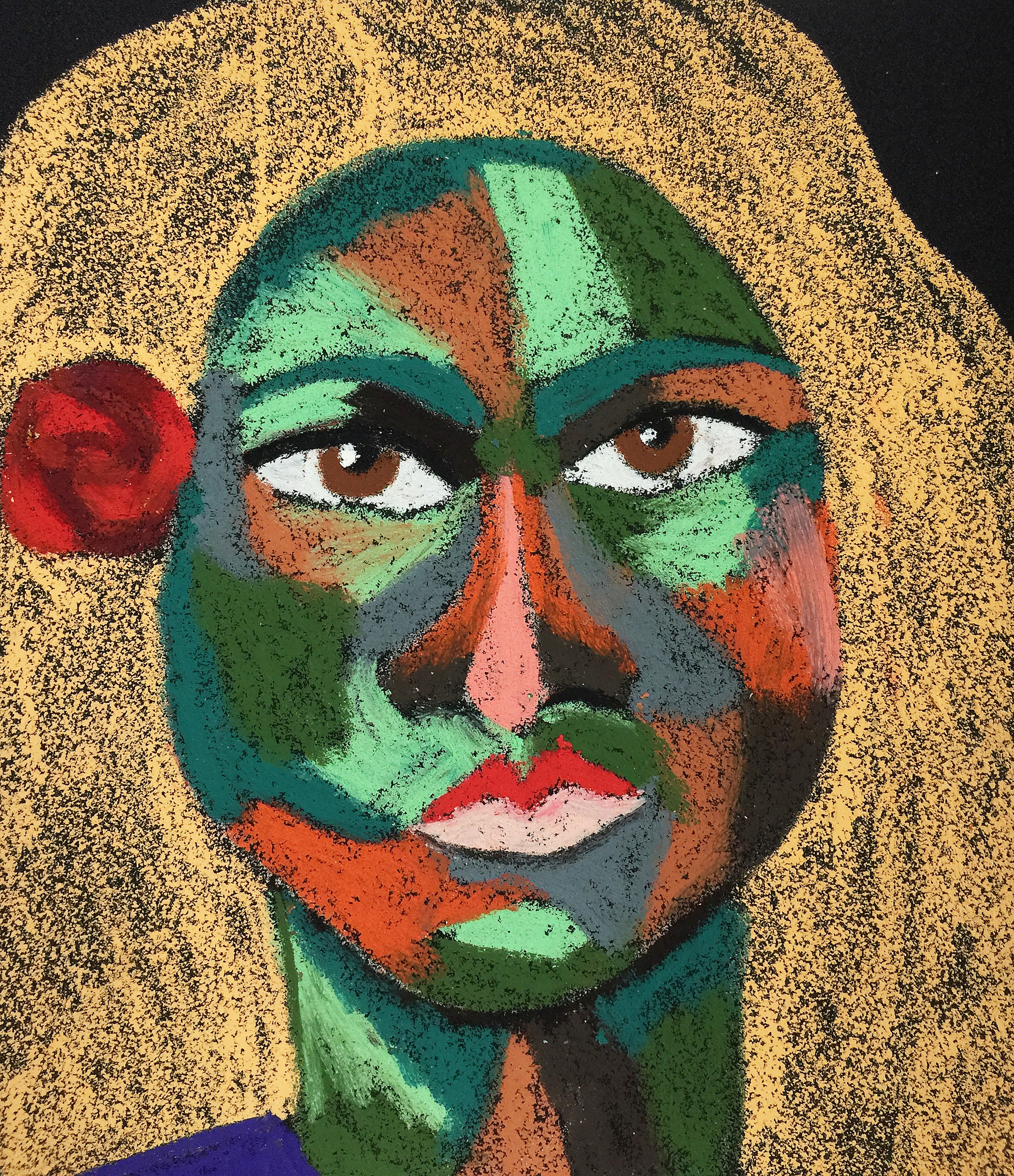 Title: Russian Gypsy Material: Oil pastel, sandpaper Size: 28 x 23 cm Название:  Русская цыганка  Материал: масляная пастель, наждачная бумага  Размер: 28 х 23 см 