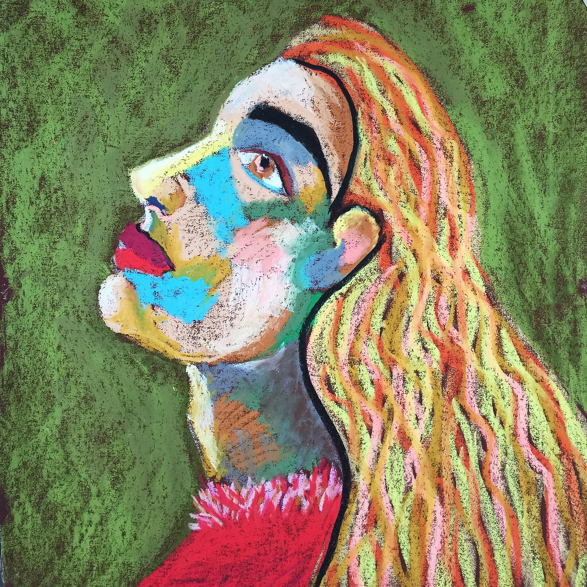 Title: Blonde Medium: Oil pastel on paper Size: 50 x 45 cm Year: 2021