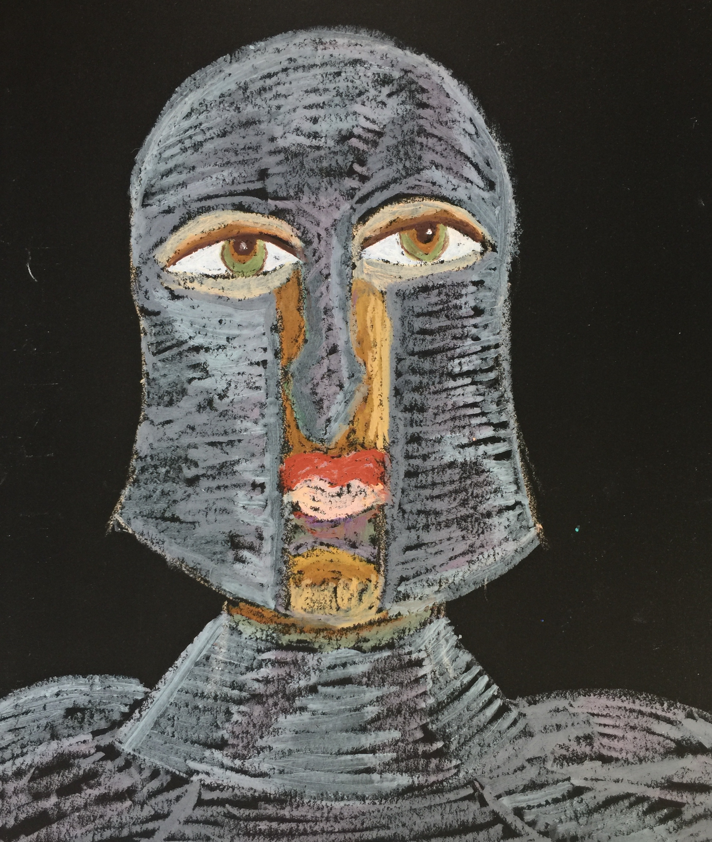 Название: Защитник 2020г.    Материал: масляная пастель, бумага   Размер: 23 х28 см