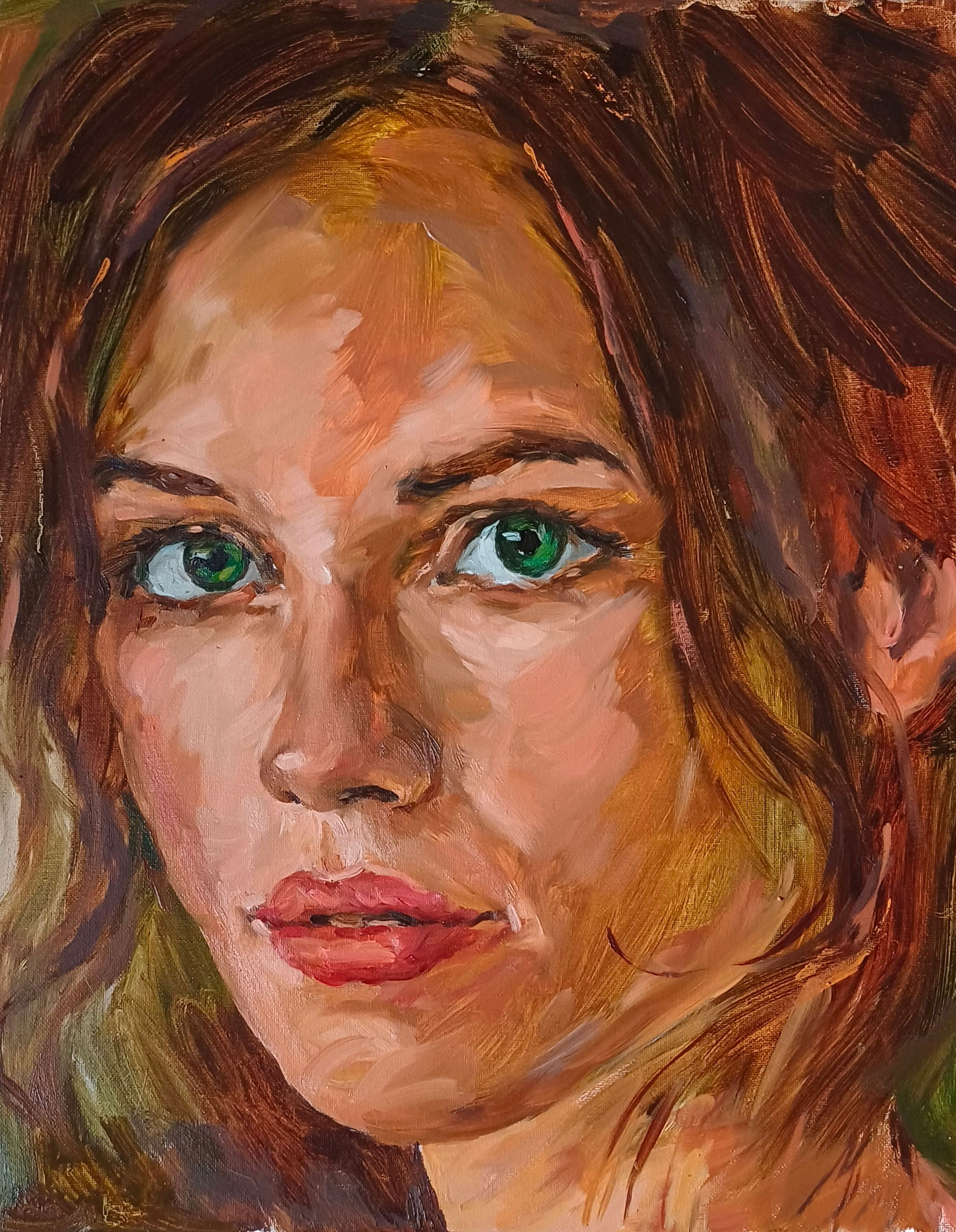 Женский портрет. Заказать портрет маслом на холсте по фото в яркой живописной манере