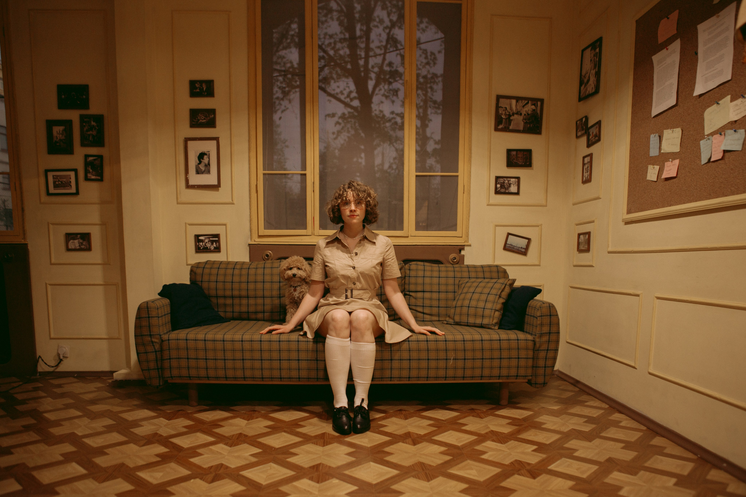 A cinematic daydream in the spirit of Wes Anderson’s style. Portrait, family and pet photographer in Cyprus, Ksenia Bourdelle