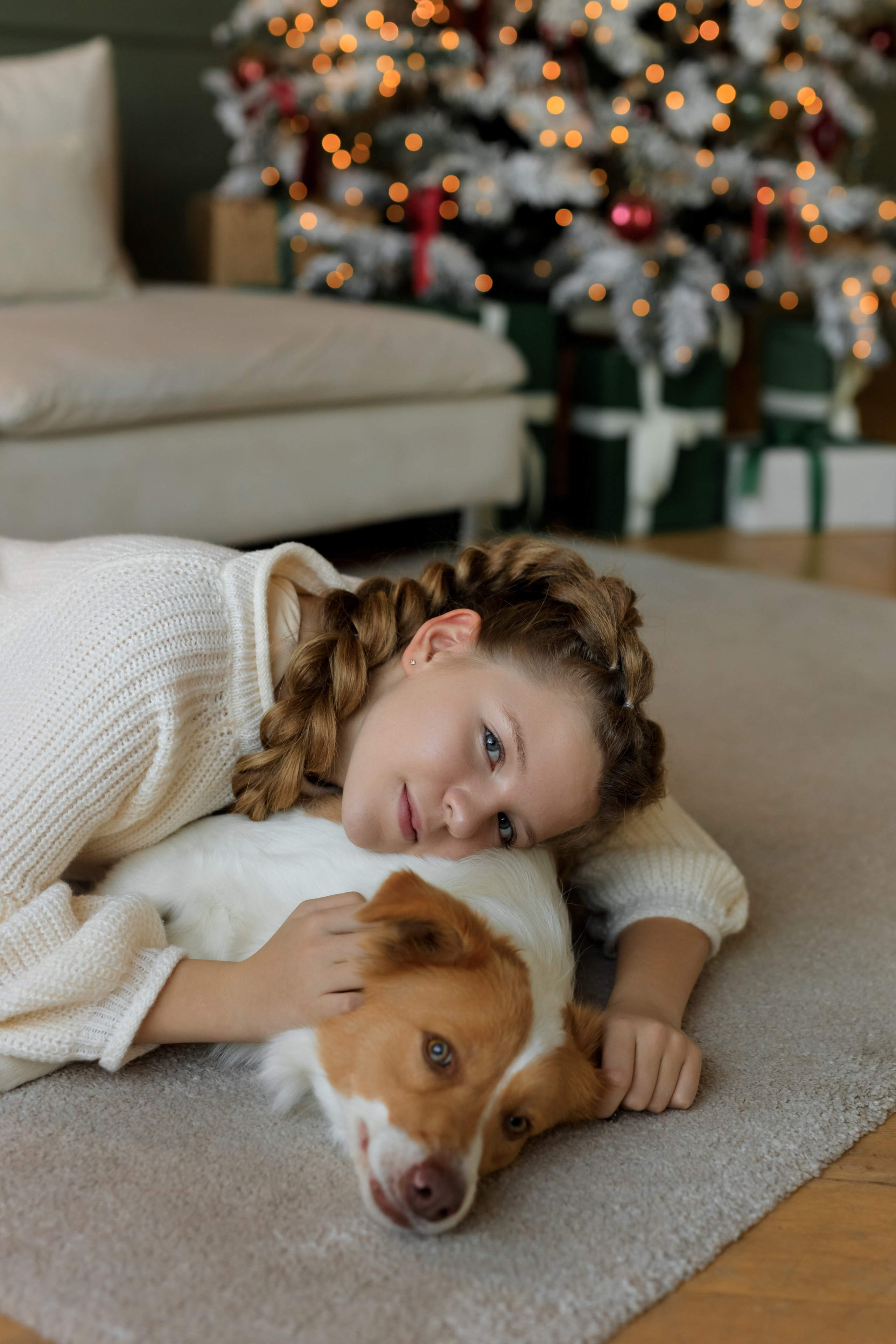 Девочка и собака (студийная). Семейный и детский фотограф в Краснодаре Элона Литвинова