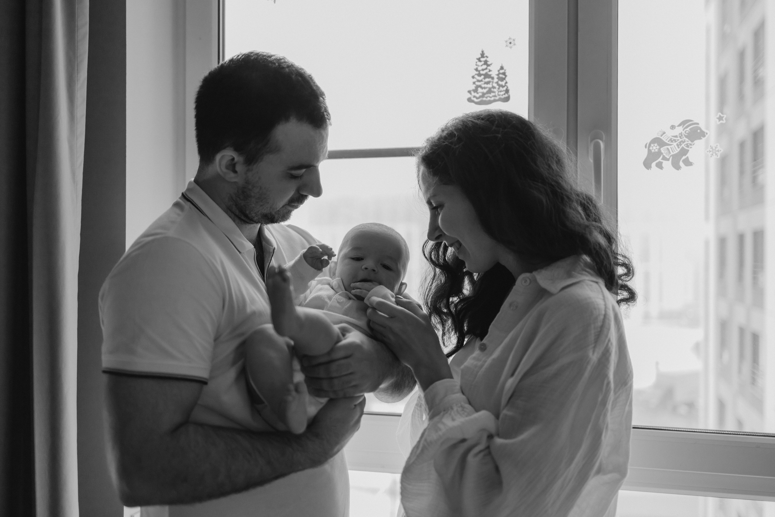 Наташа, Сережа и малыш Левушка. Семейный, домашний, ньюборн фотограф Москва Цветкова Елизавета