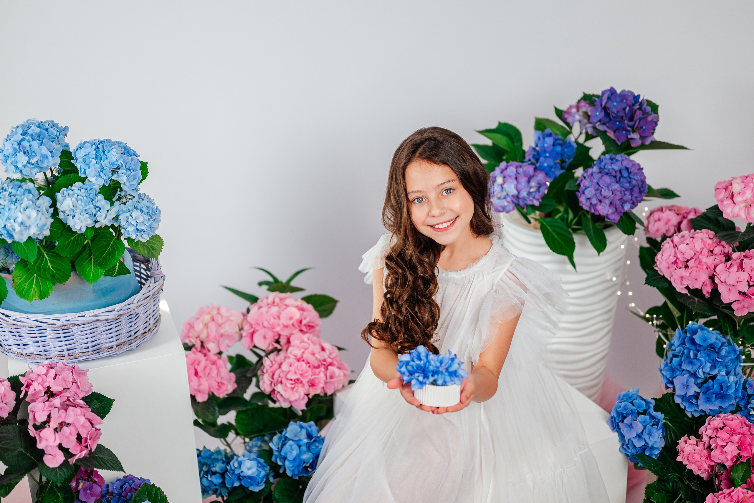 Вероника и гортензии. Семейный фотограф в Краснодаре