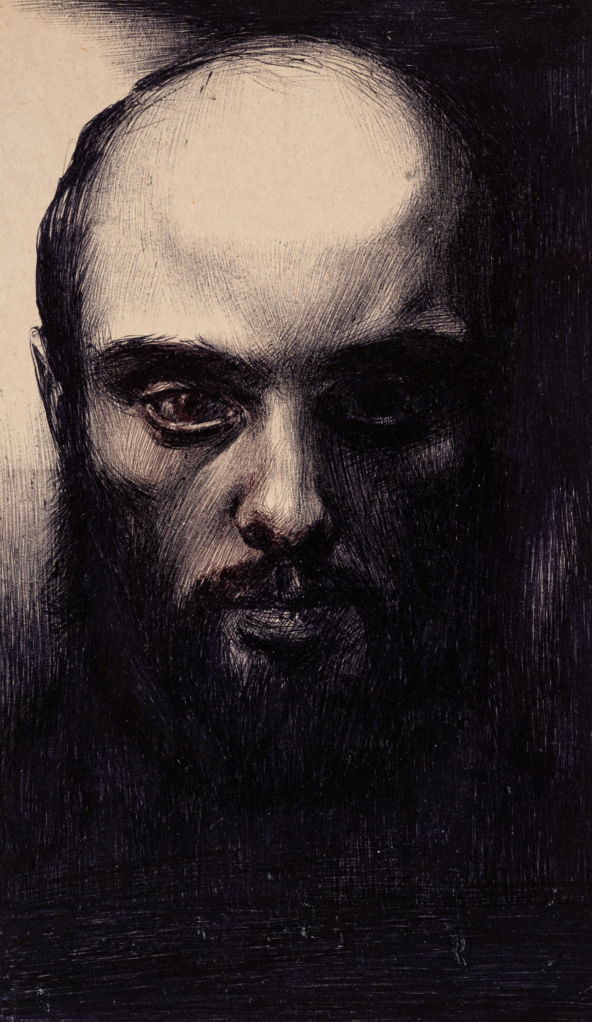 «Автопортрет» - художник Валерий Блохин (бумага, шариковая ручка, 19x11 см, 1985)