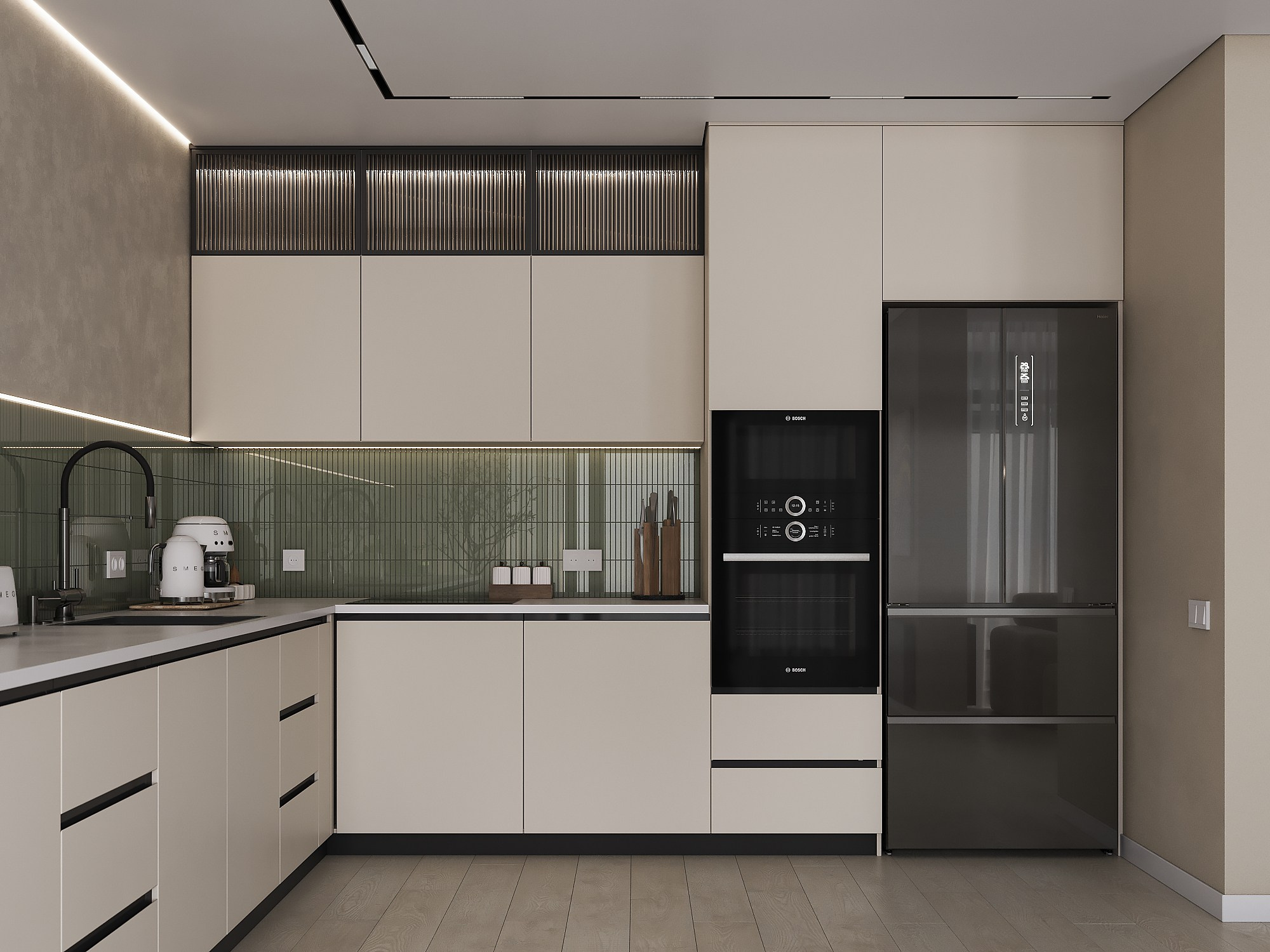 Кухня-гостиная-балкон. 3D-дизайнер Кристина Пуляевская