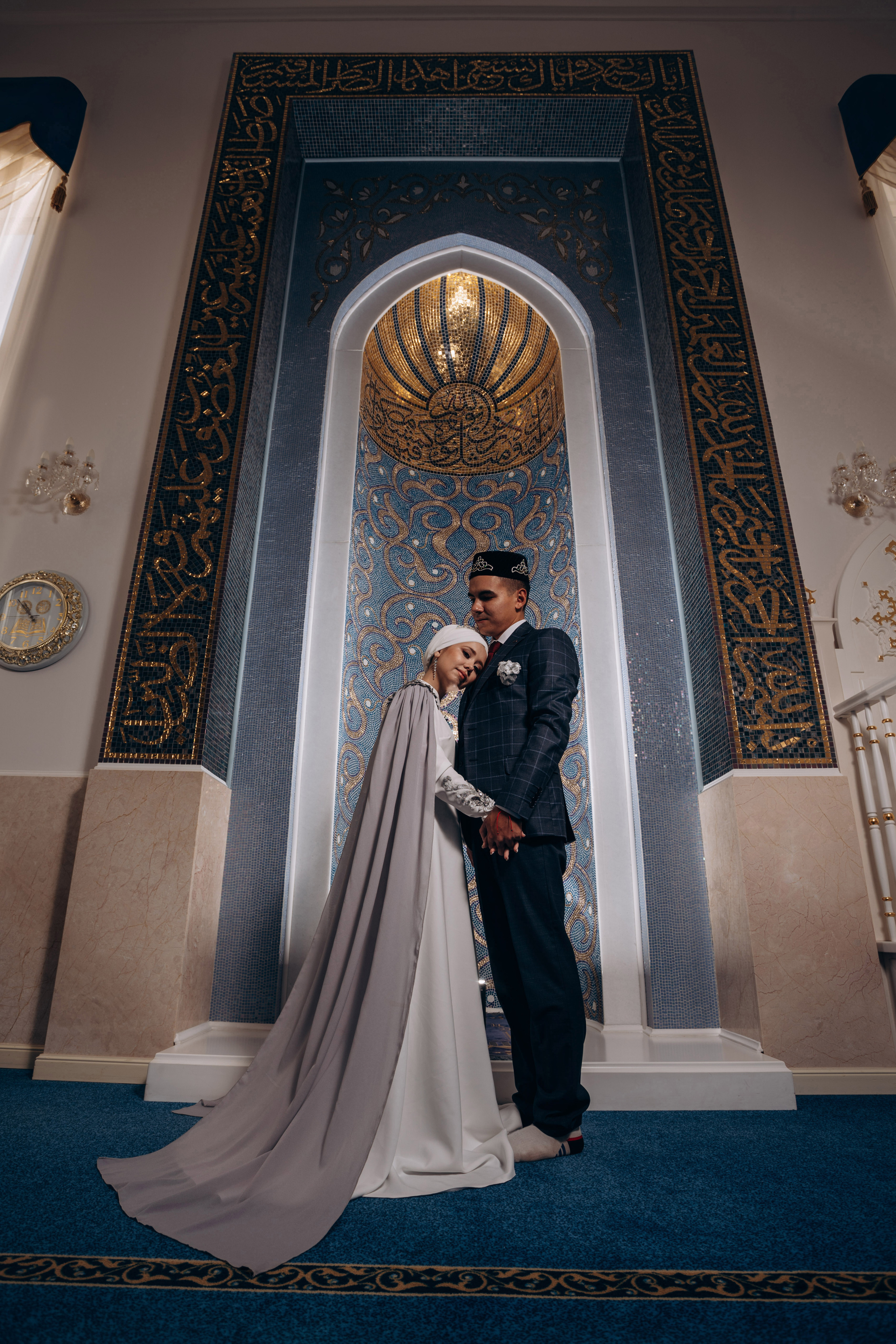 никах в мечети Иман Нуры, фотосессия в мечети Иман Нуры, фотограф на никах в Казани Ranas4you, образ невесты на никах, завязывание платка Казань, платье на никах Казань