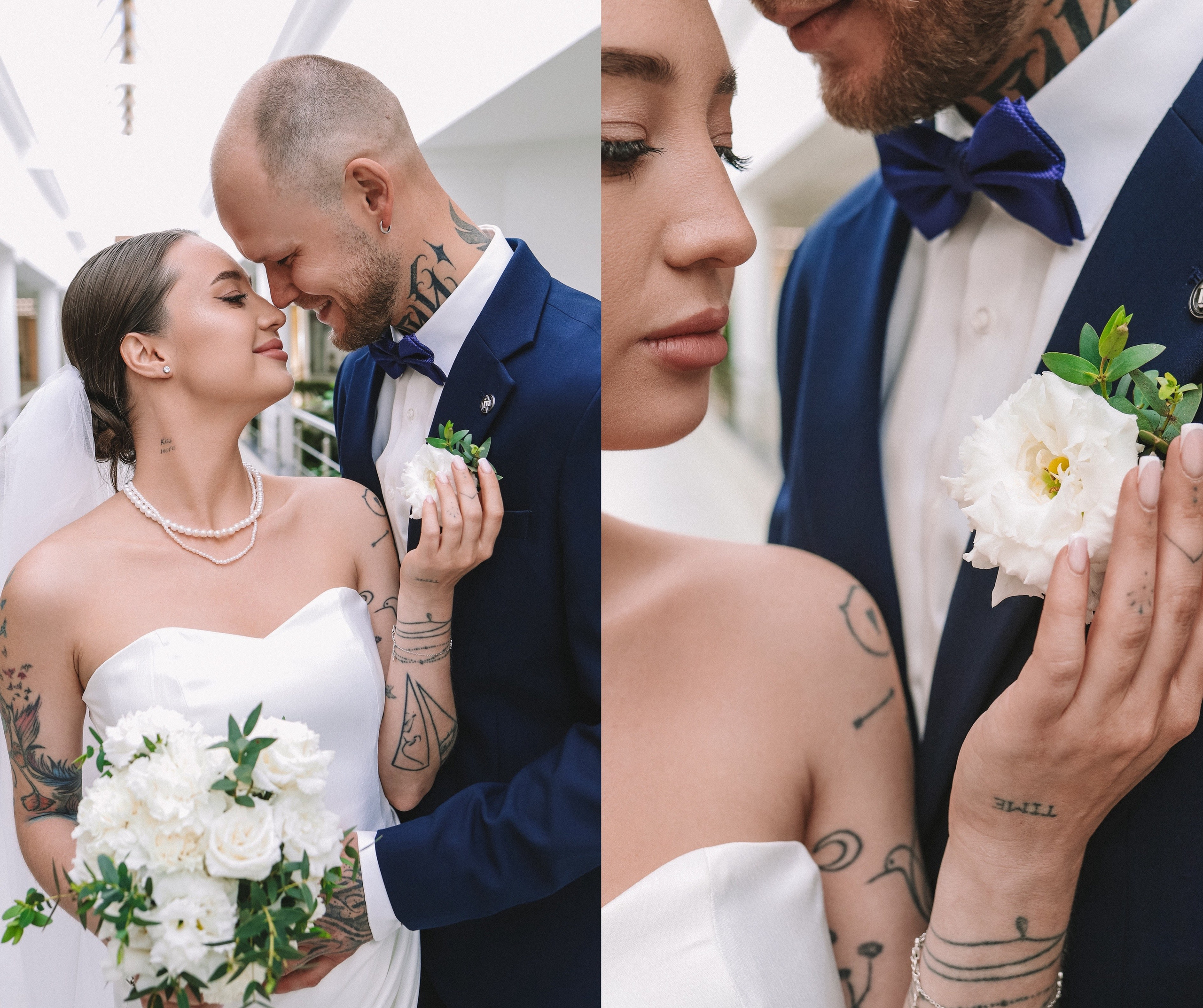 Портрет жениха в костюме с бабочкой на свадебной фотосессии