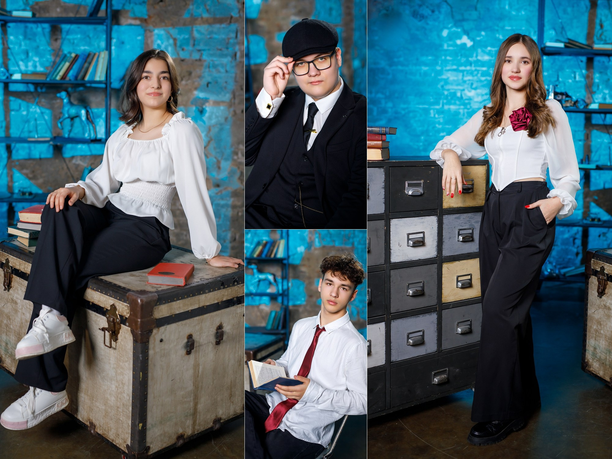 Выпускные альбомы для старших классов в студии. Профессиональная фото и видеосъемка. Москва