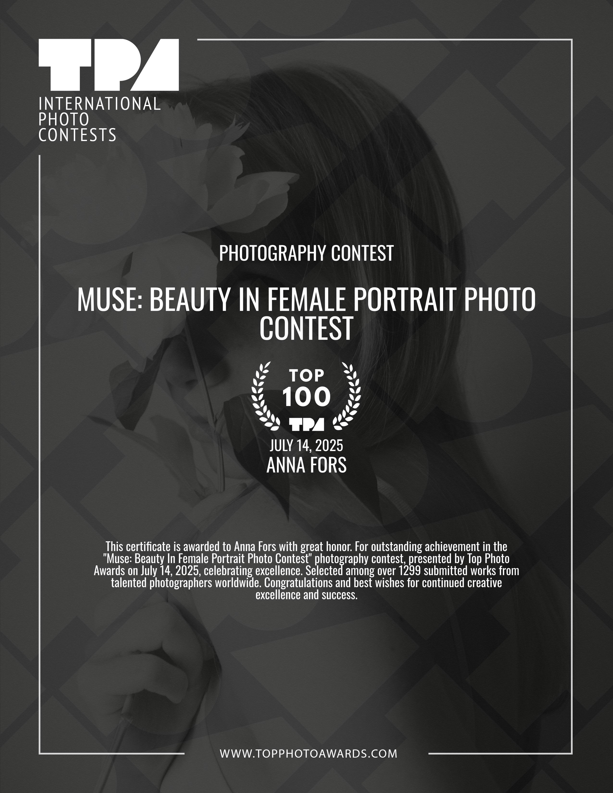 Награды фотохудожника Анны Форс — Победитель BICFP, TopPhotoAwards и финалист Liquida Grant. Арт-ню фотограф, Фотохудожник в Москве Анна Форс
