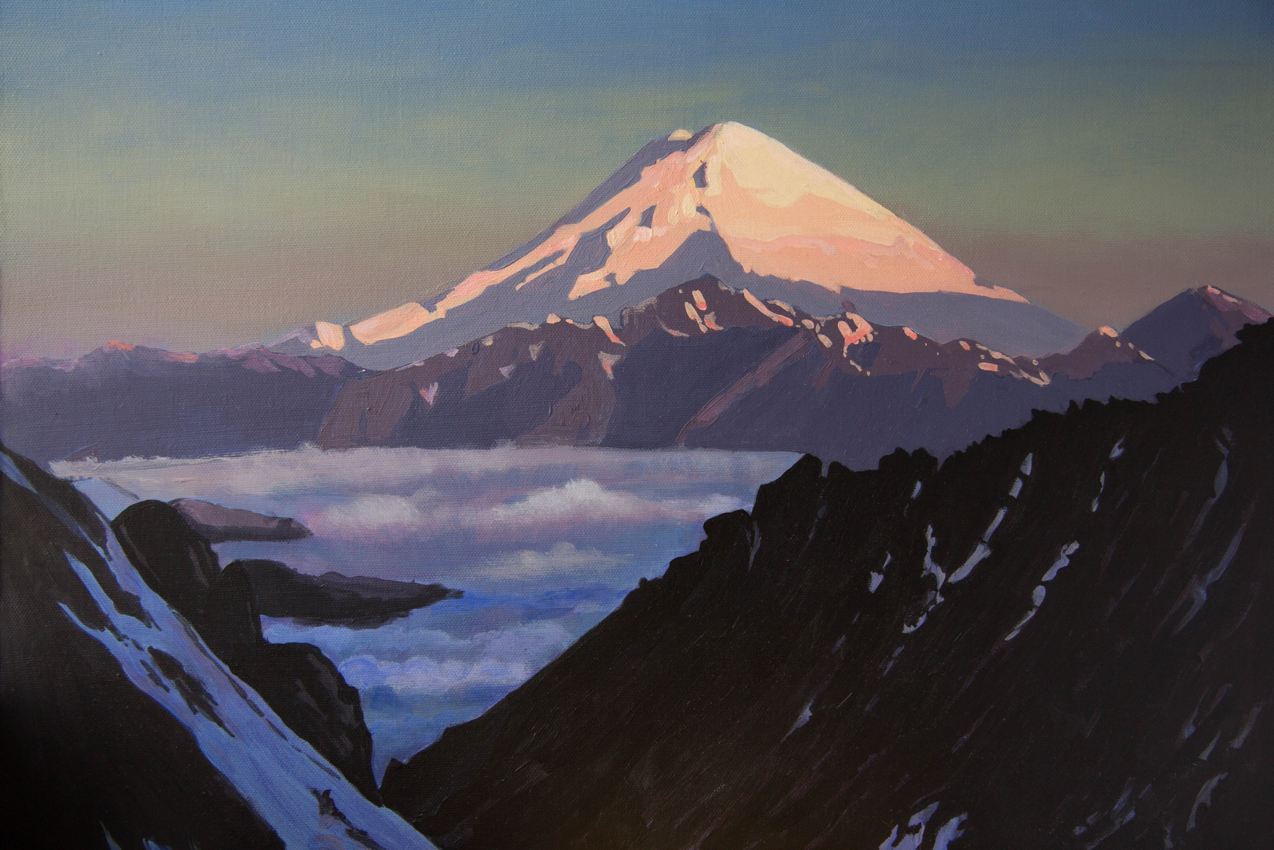 Вид на Эльбрус со стороны Чегета. Холст, масло 50*70. Продается