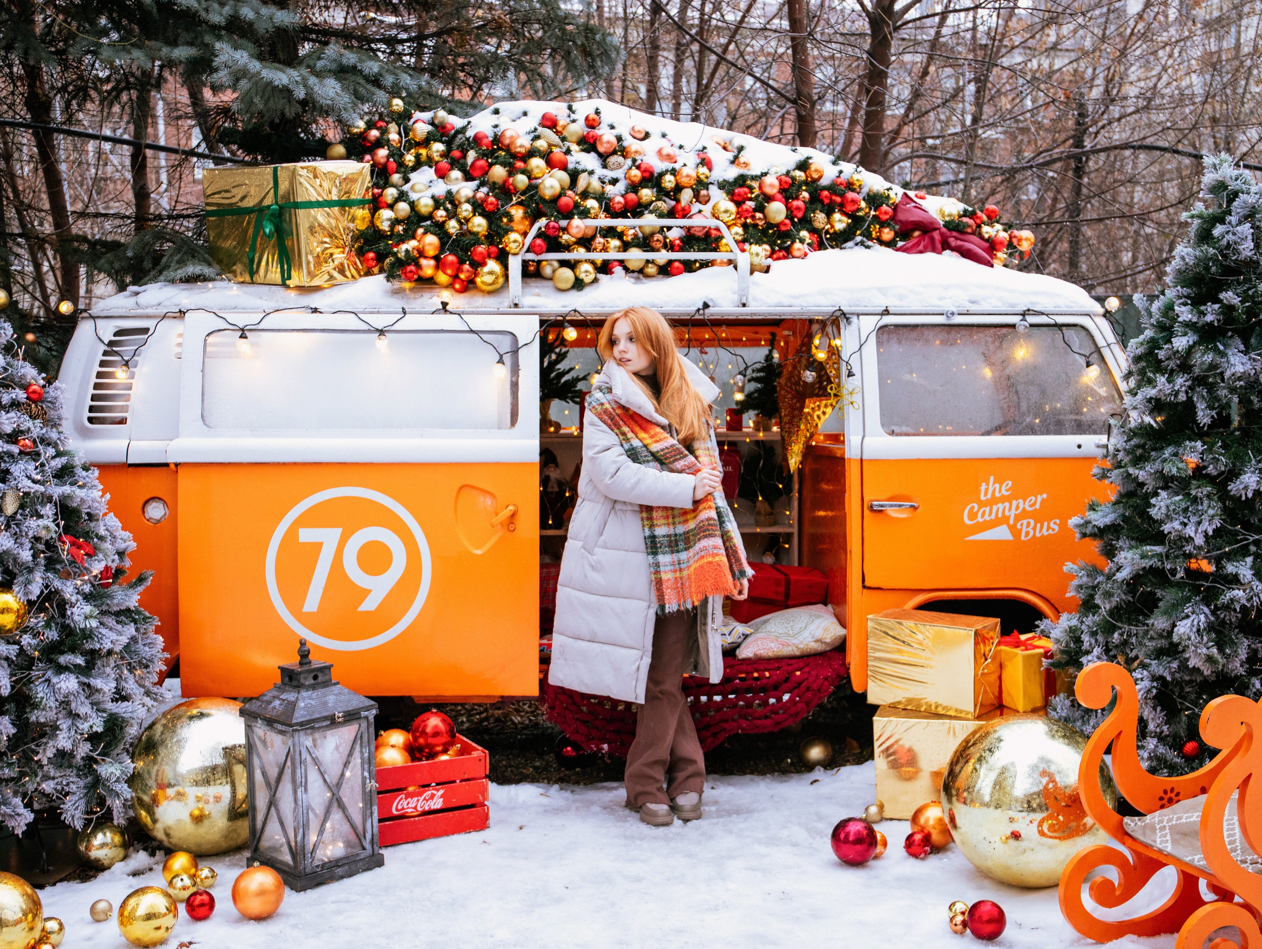 Новогодняя съемка с локацией «автобус». Свадебный и семейный фотограф в Москве Мила Широких