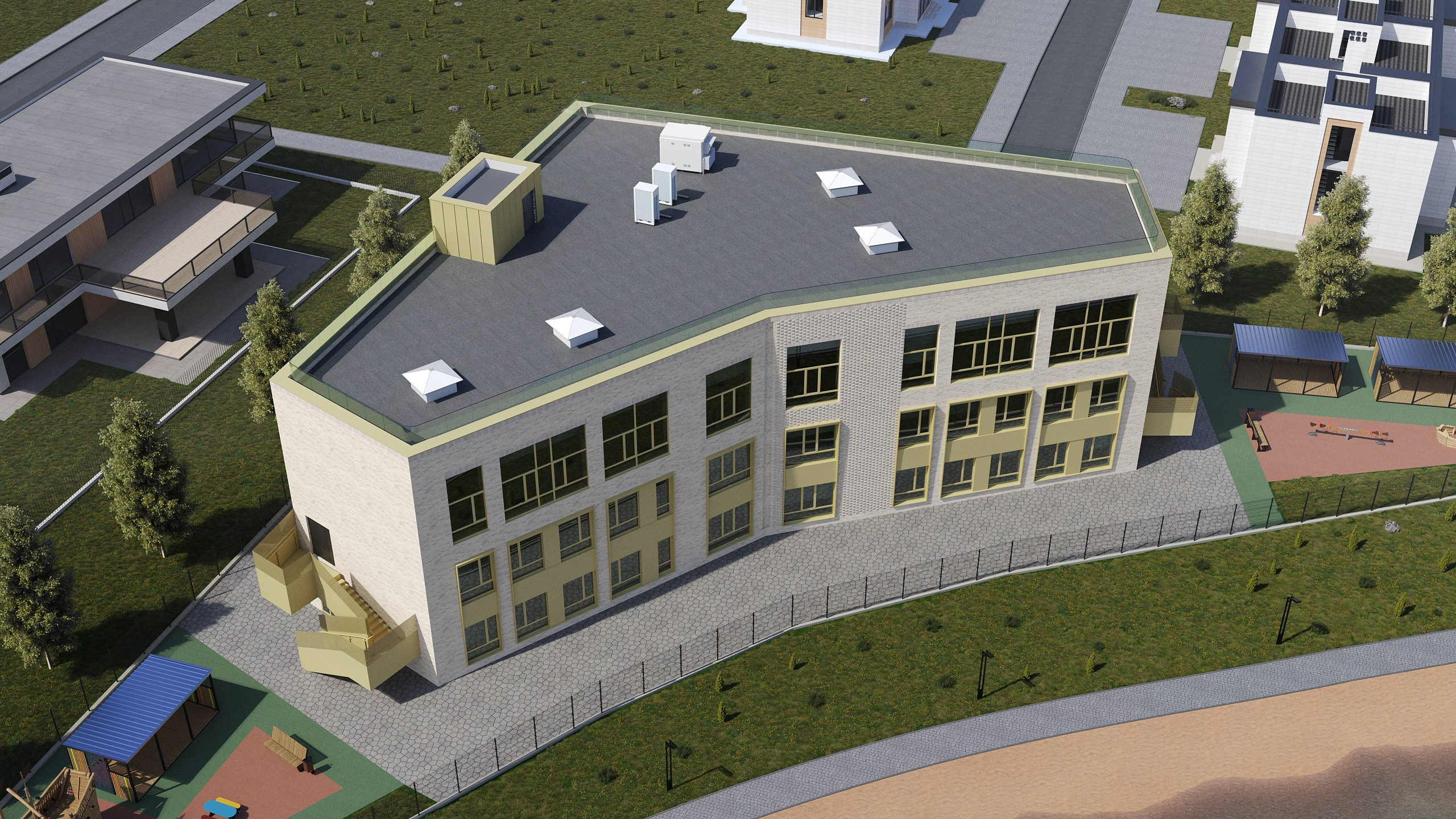 Фасад школы в ЖК Волжская Гавань Казань. Архитектор-дизайнер в Казани