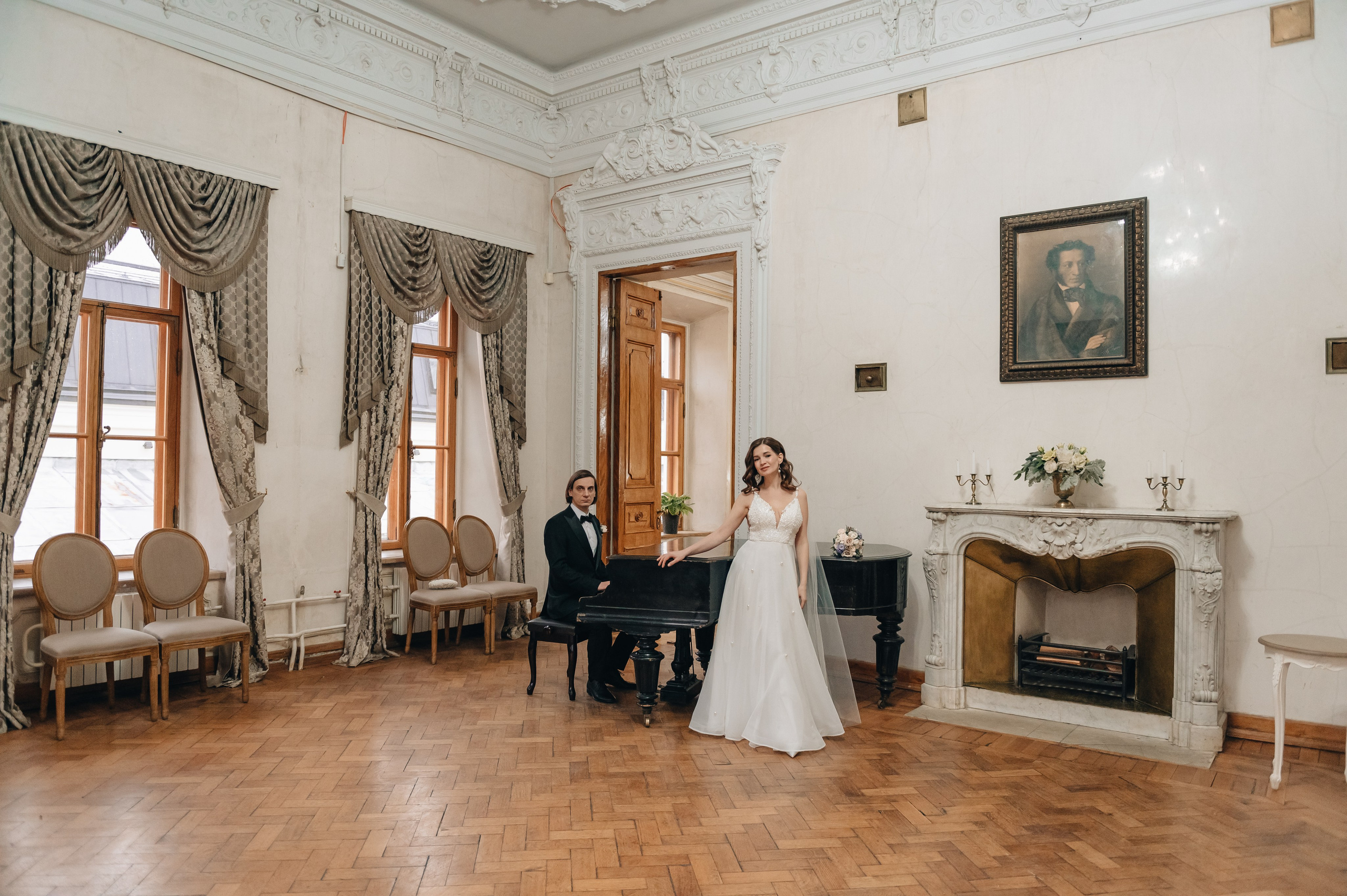 Свадебная фотосессия в библиотеке им. Пушкина. Портретный фотограф Москва Светлана Кашура