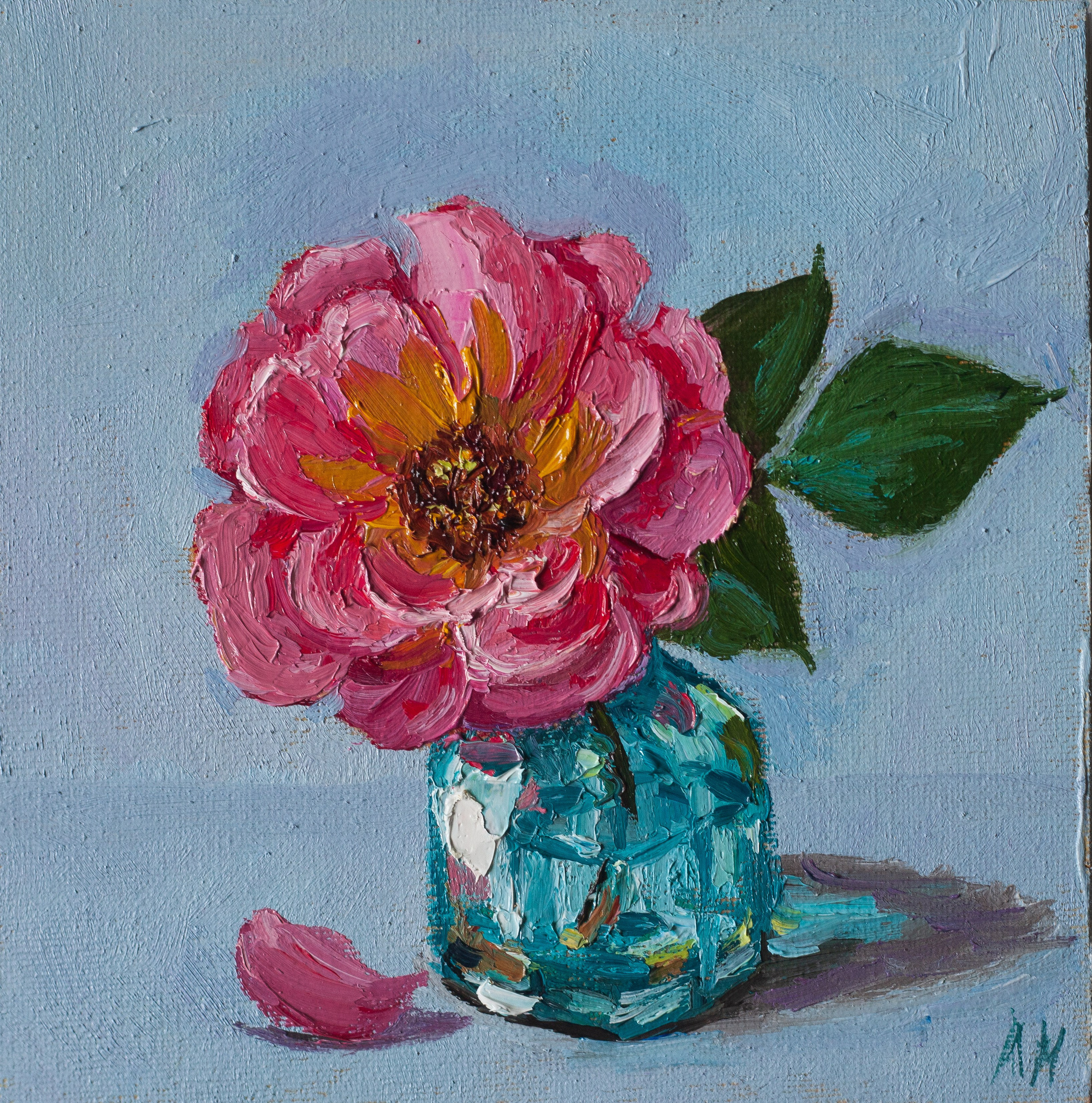 Купить картину маслом в Саратове цветы в вазе пион