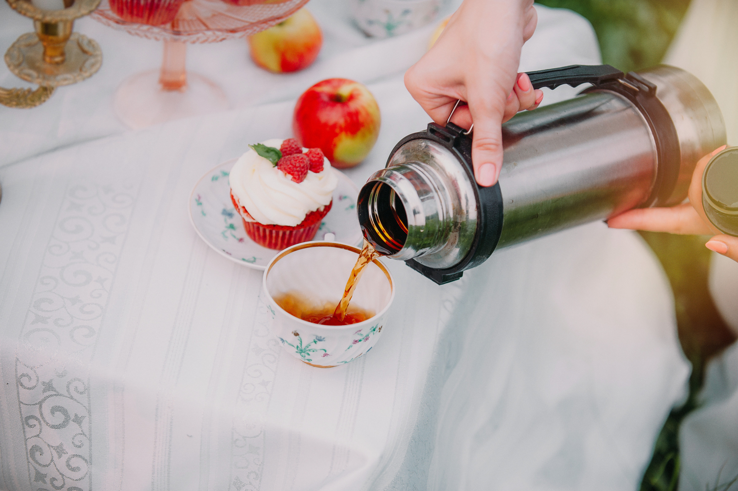 Семейный пикник в поле за городом