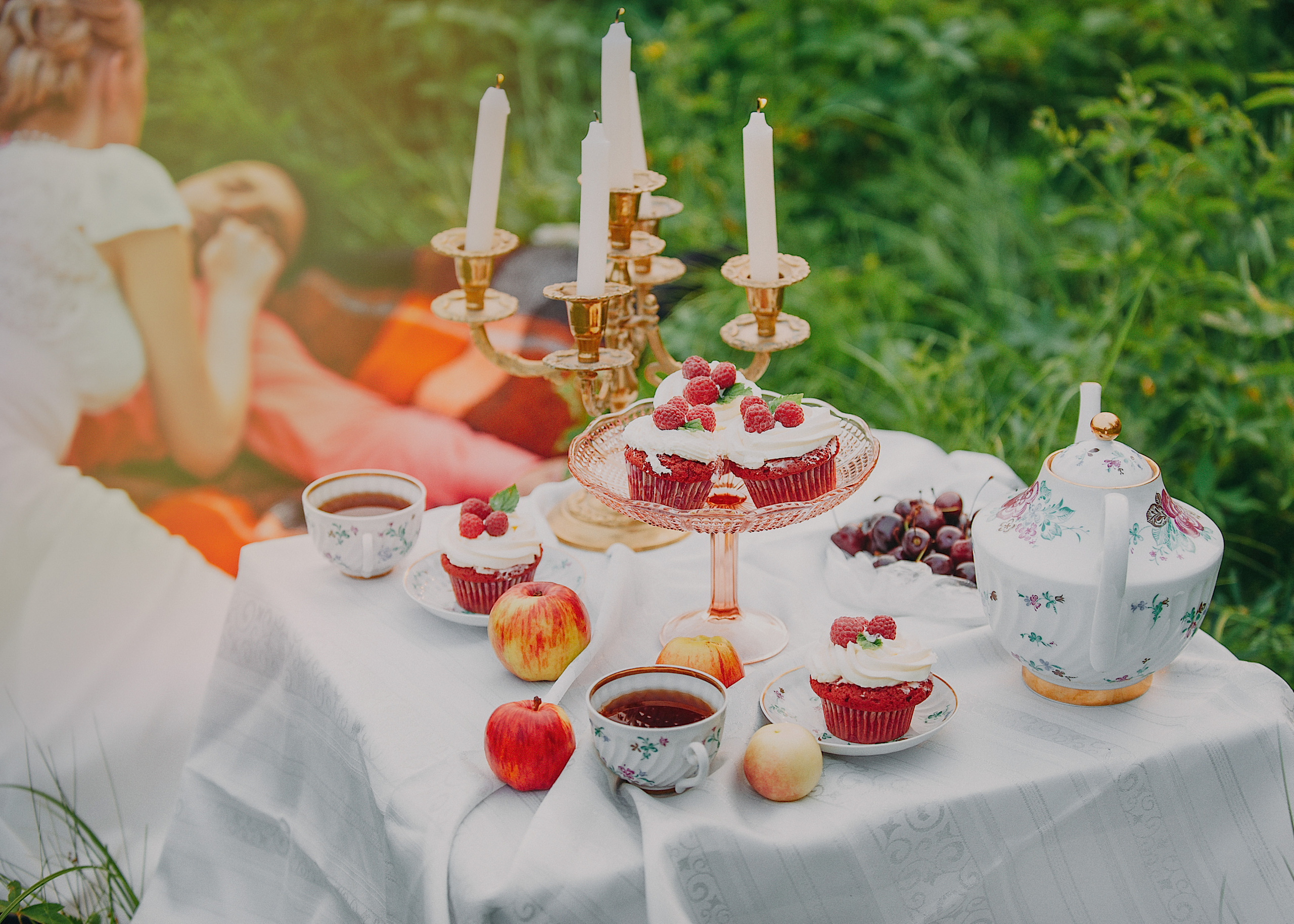 Семейный пикник в поле за городом