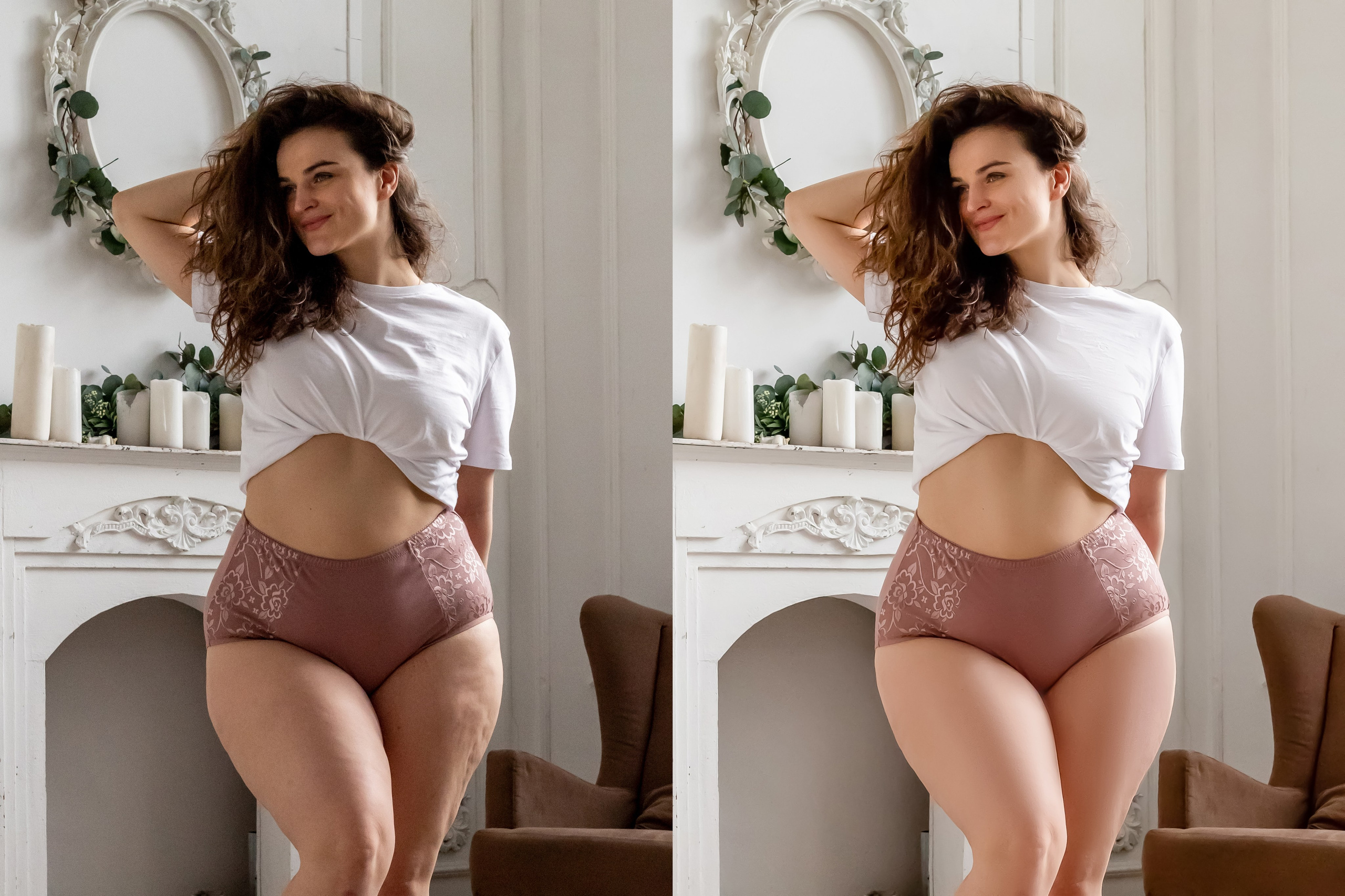 Деликатная обработка портретов для рекламы нижнего белья | Студия SVITHART