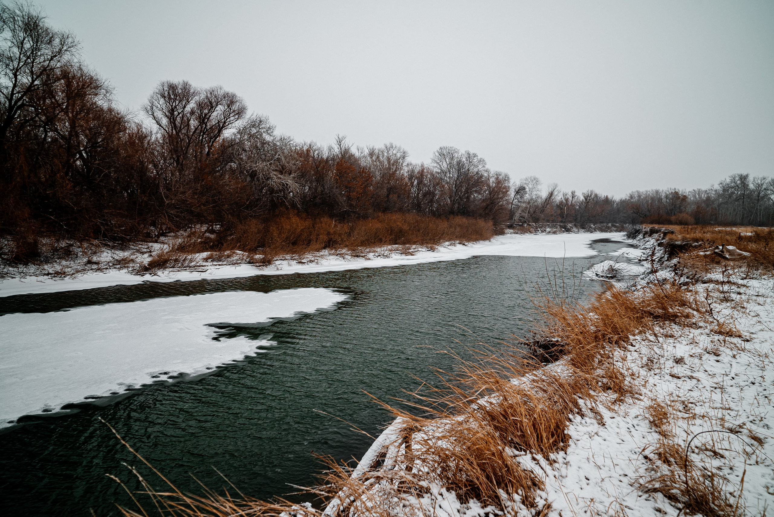 Урал, река, лёд, Казахстан, Западно-Казахстанская область