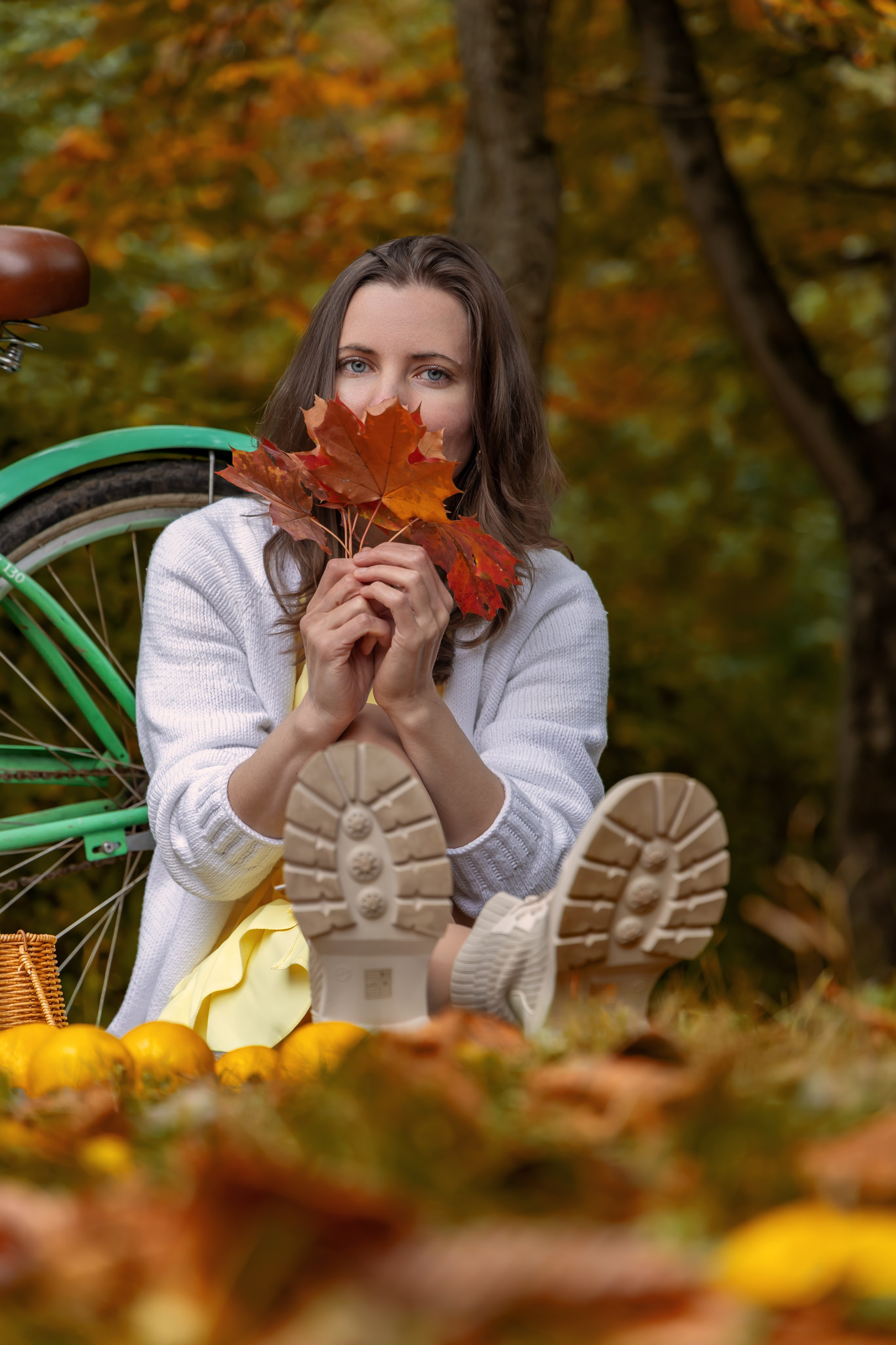 Жёлтая осень и ретро-велосипед. Репортажный, семейный и студийный фотограф в Москве Демин Алексей