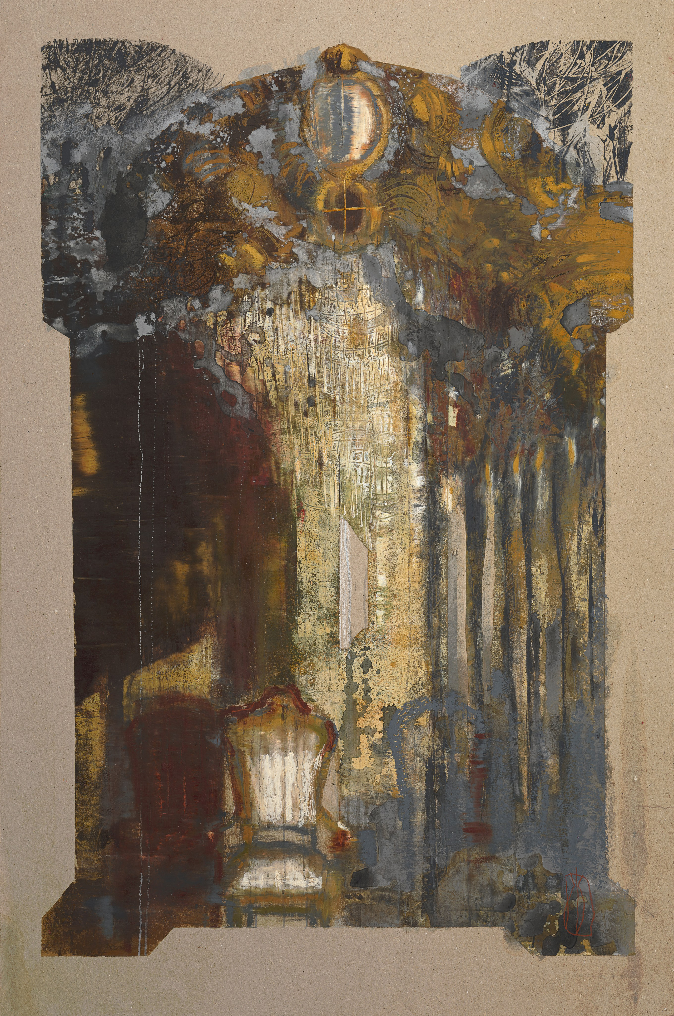 «Театр. Отражение» - художник Лариса Блохина (картон, смешанная техника, 119x79, 2024)