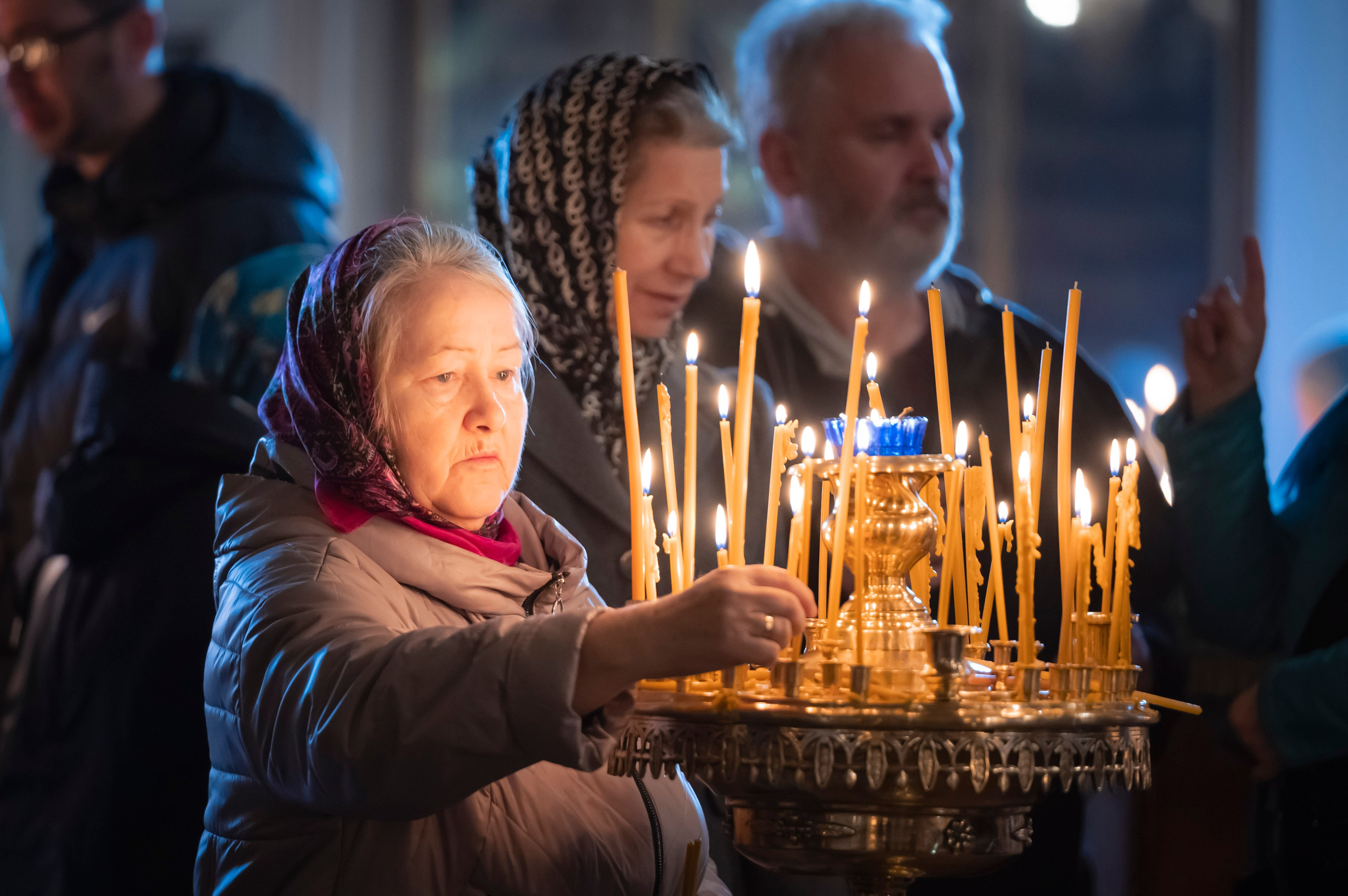 Богородский Храм. Всенощное бдение. Освящение верб. Антон и Татьяна Денисенко — В храме