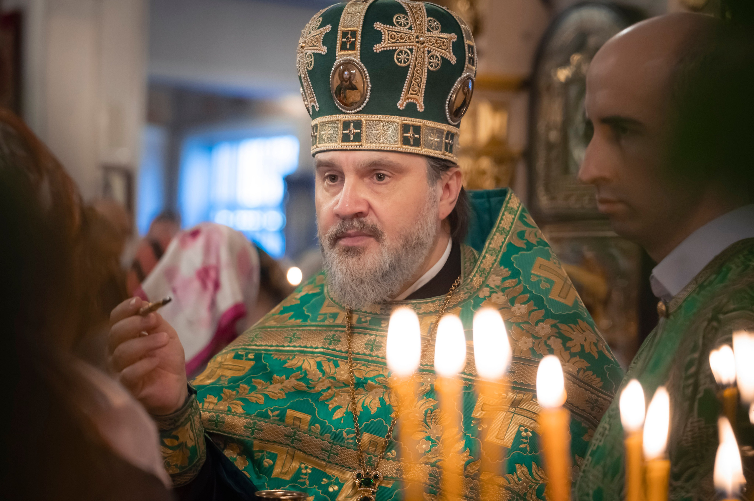 Богородский Храм. Всенощное бдение. Освящение верб. Антон и Татьяна Денисенко — В храме