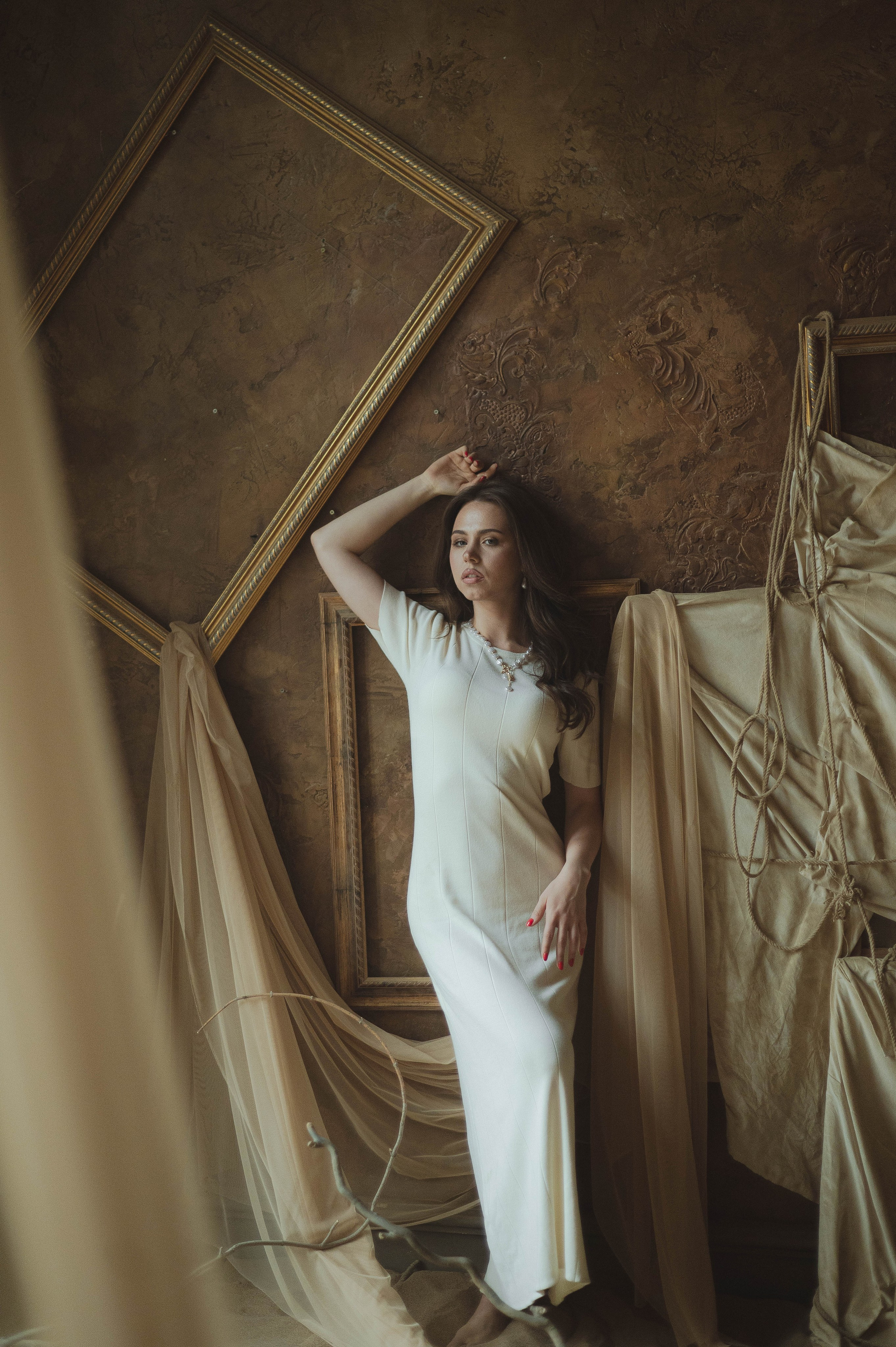 Фотостудия с песком и полотнами ткани. Свадебный фотограф Татьяна Лейн в Санкт-Петербурге