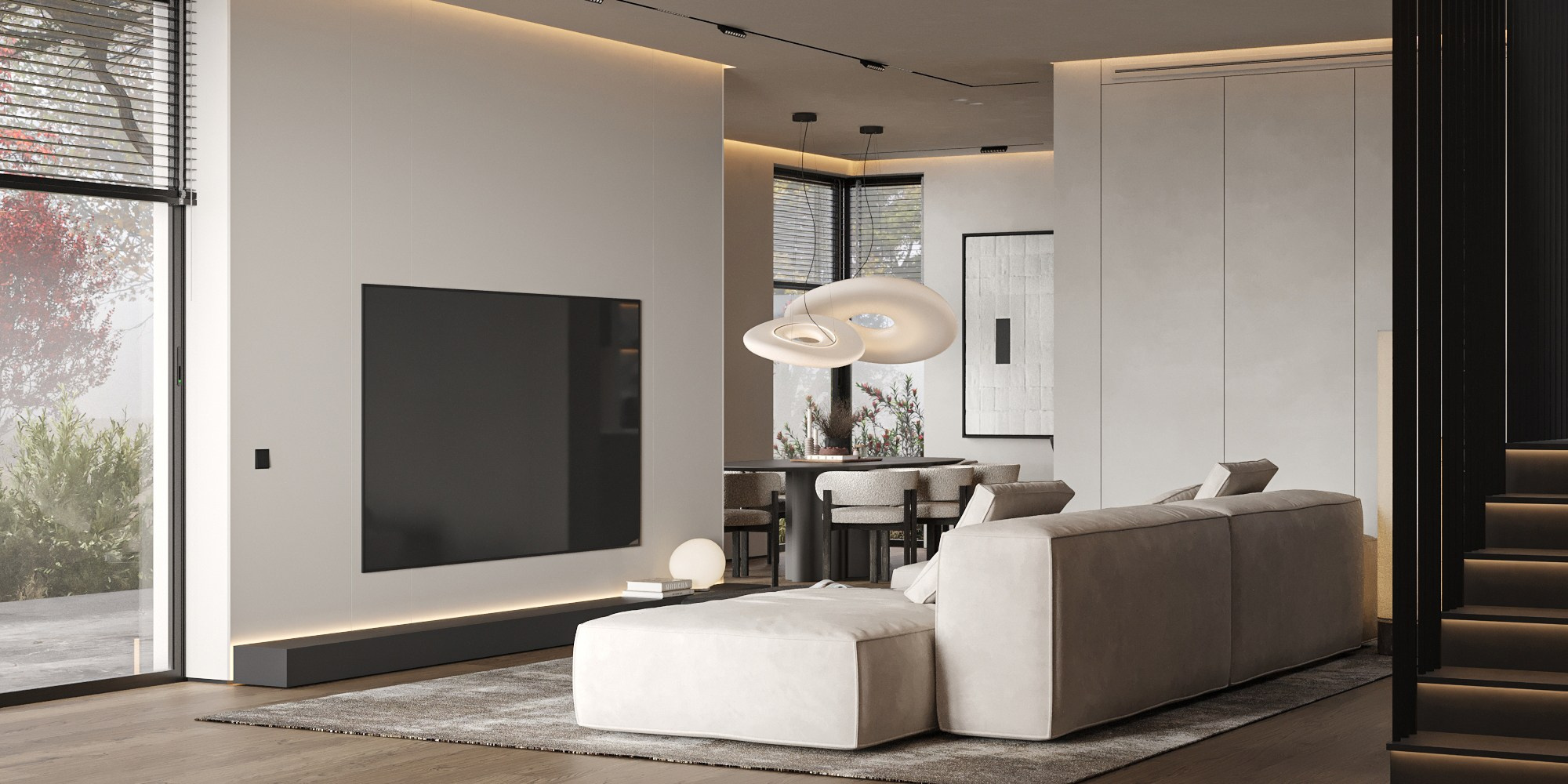 Кухня-гостиная ЖК «Паруса мечты». 3D визуализация интерьера Надежда Соколова