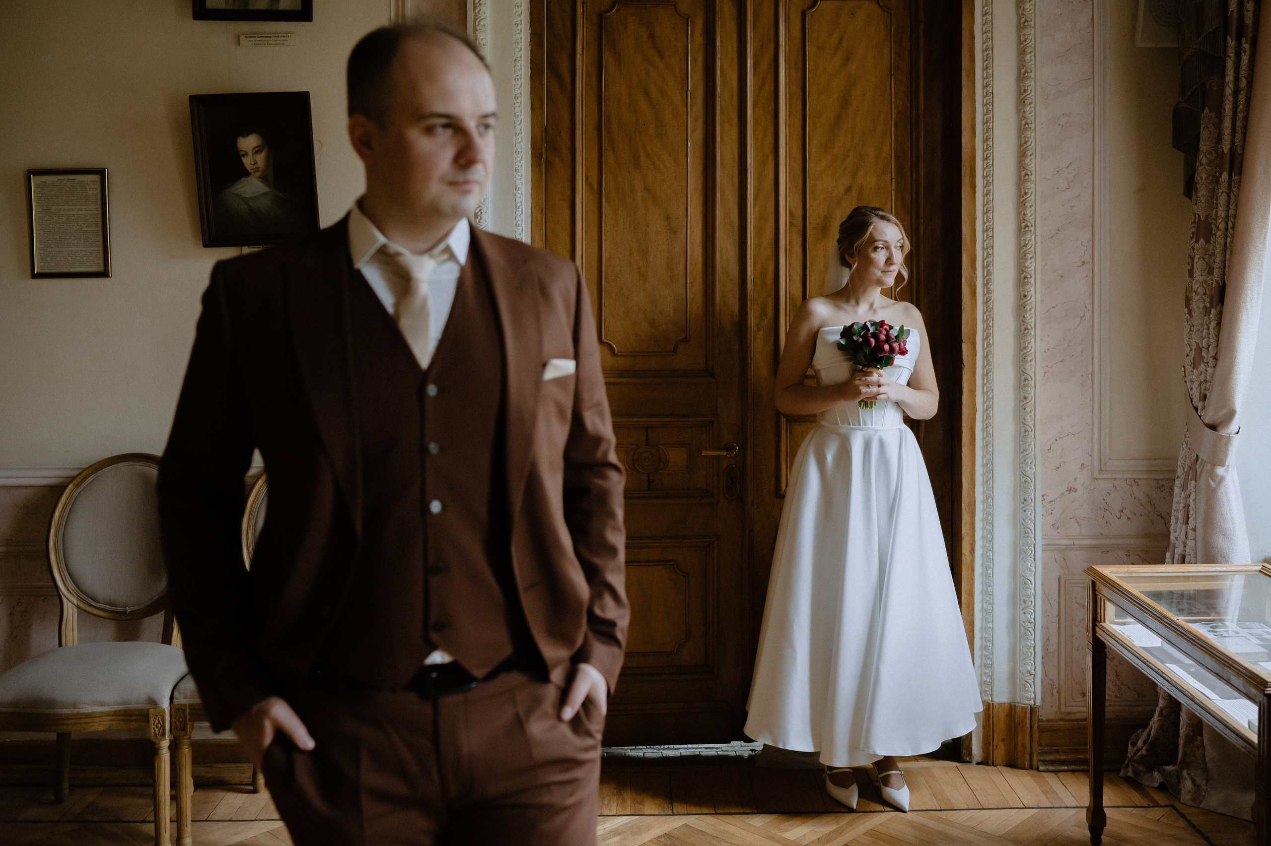 Регистрация брака и свадебная фотосессия в Библиотеке-читальне имени А. С. Пушкина. Свадебный фотограф Москва — Сергей и Татьяна