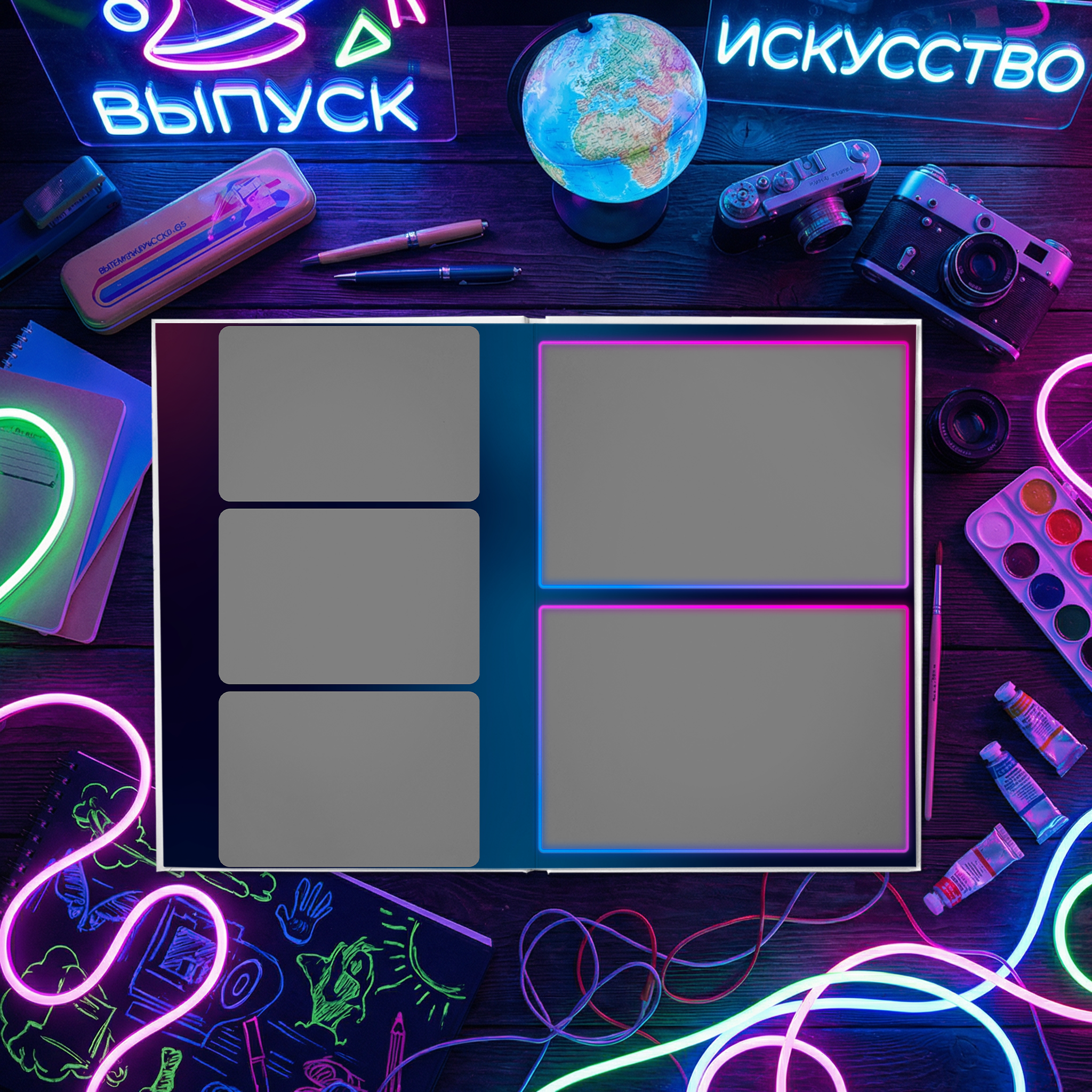 010 Neon. Дизайны, psd шаблоны школьных и выпускных альбомов и обложек