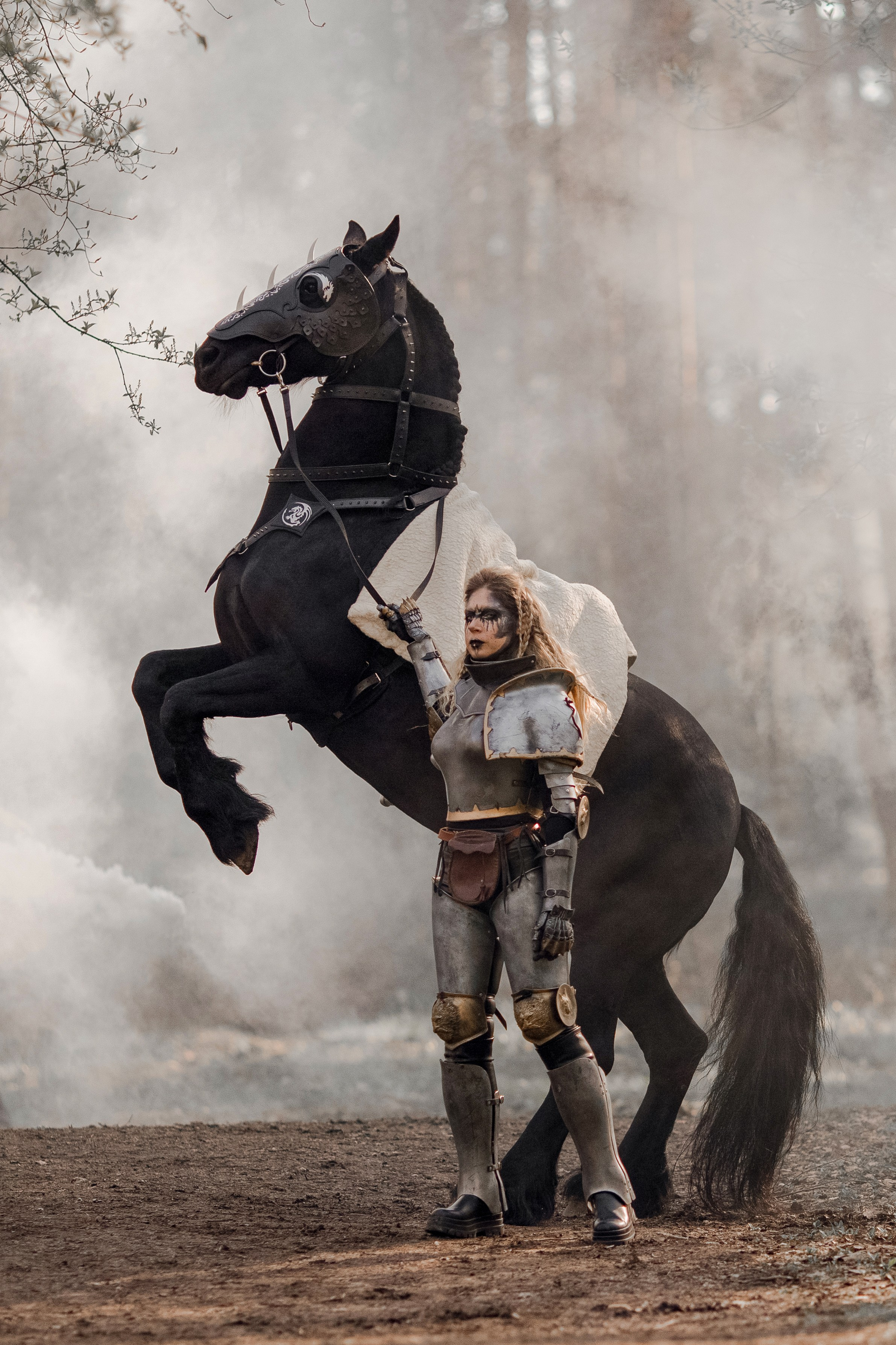 Фотосессия в рыцарских доспехах с лошадью