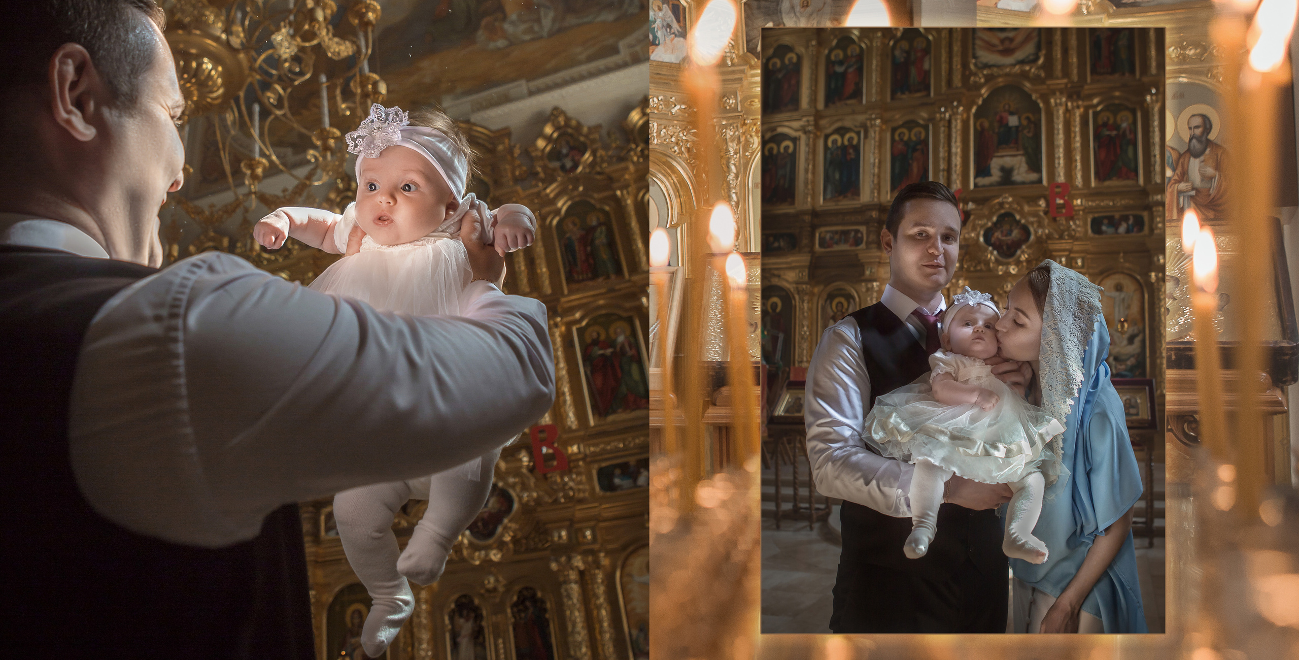 Развороты альбома «Таинство Крещения Софии». Фотограф на крестины