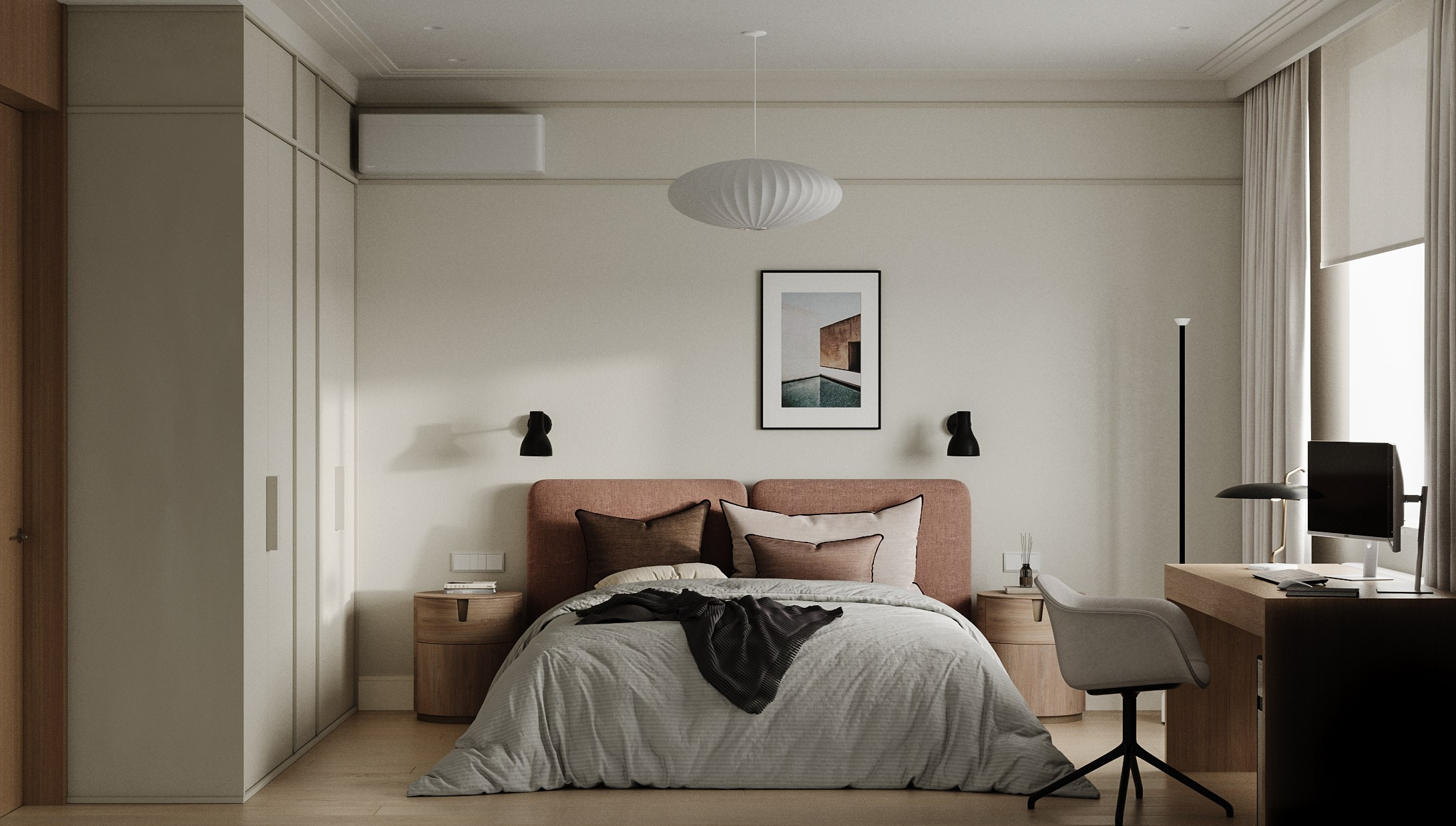 3Д Визуализация спальни в современном стиле