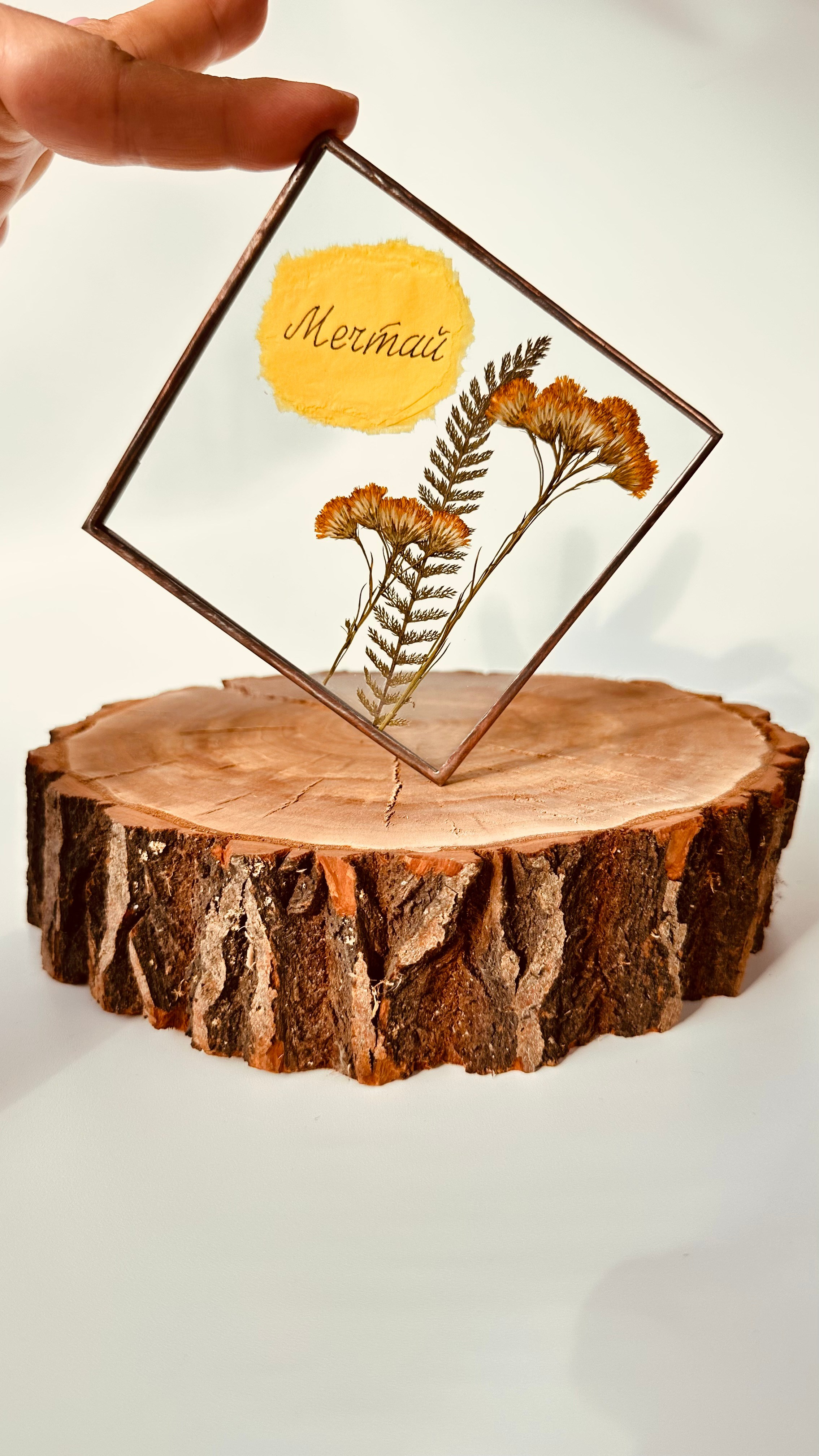 Подставки под чашку, открытка с засушенными цветами техника тиффани. Гербарий в стекле, интерьерные панно, витражи с сухоцветами в технике тиффани