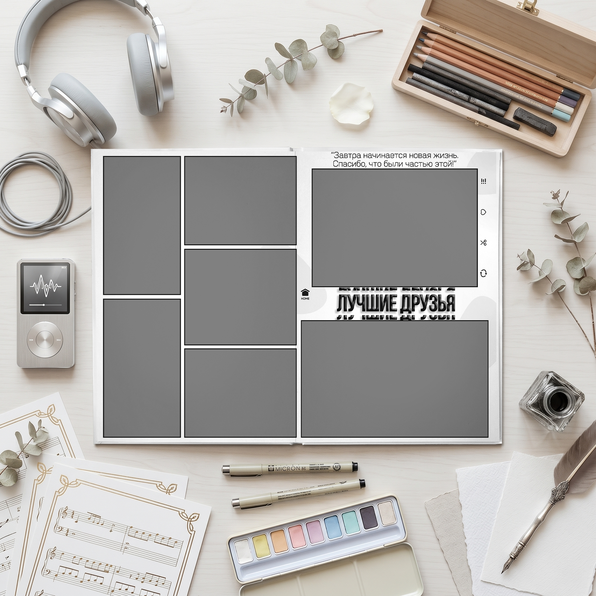 039 Music Player. Дизайны, psd шаблоны школьных и выпускных альбомов и обложек