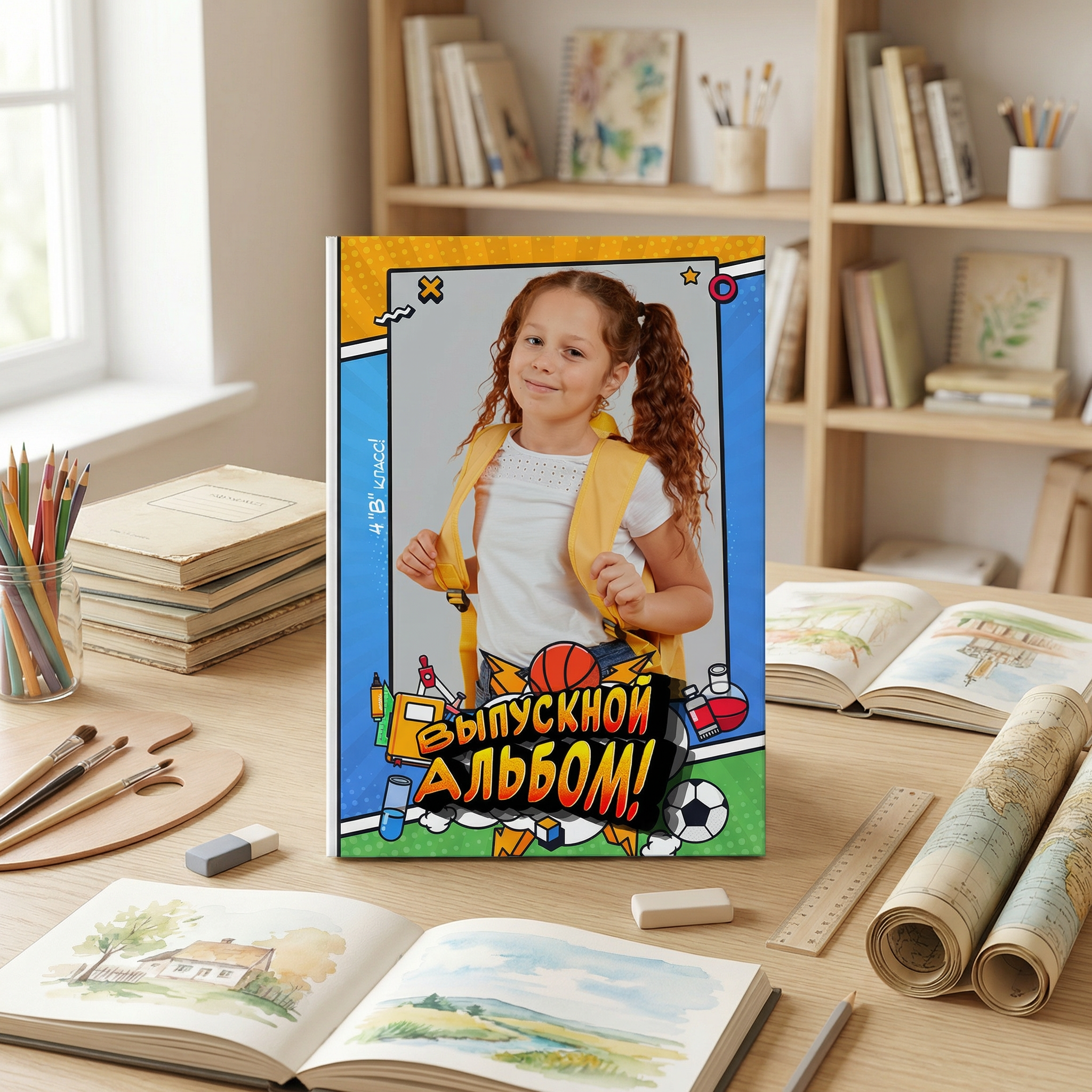 032 Comics II. Дизайны, psd шаблоны школьных и выпускных альбомов и обложек