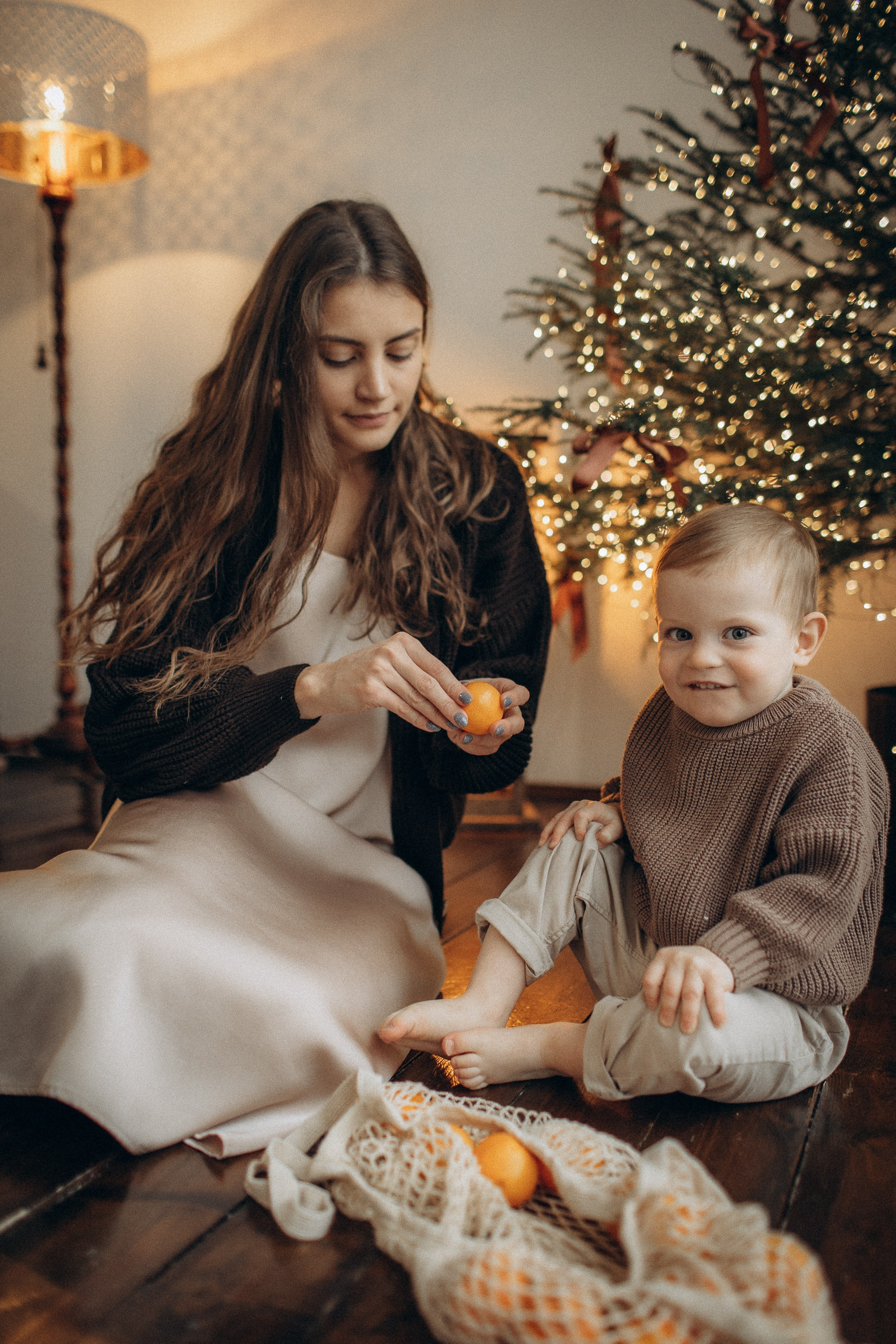 Семейная новогодняя фотосессия Москва мама и сын. Фотограф Владимир Москва
