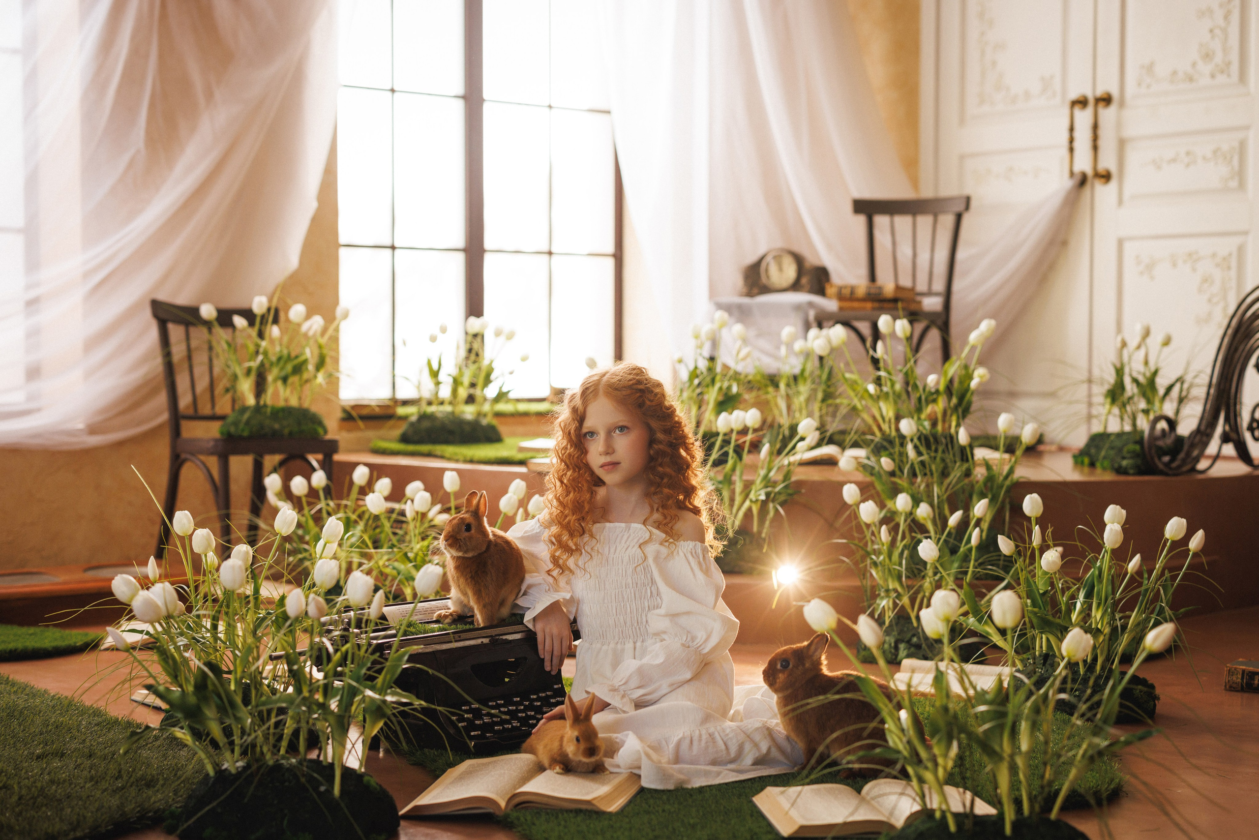 Сказочная фотосессия с белыми Тюльпанами, фотостудия «Эль», город Краснодар. Семейный и детский фотограф в Краснодаре Анна Трашкова